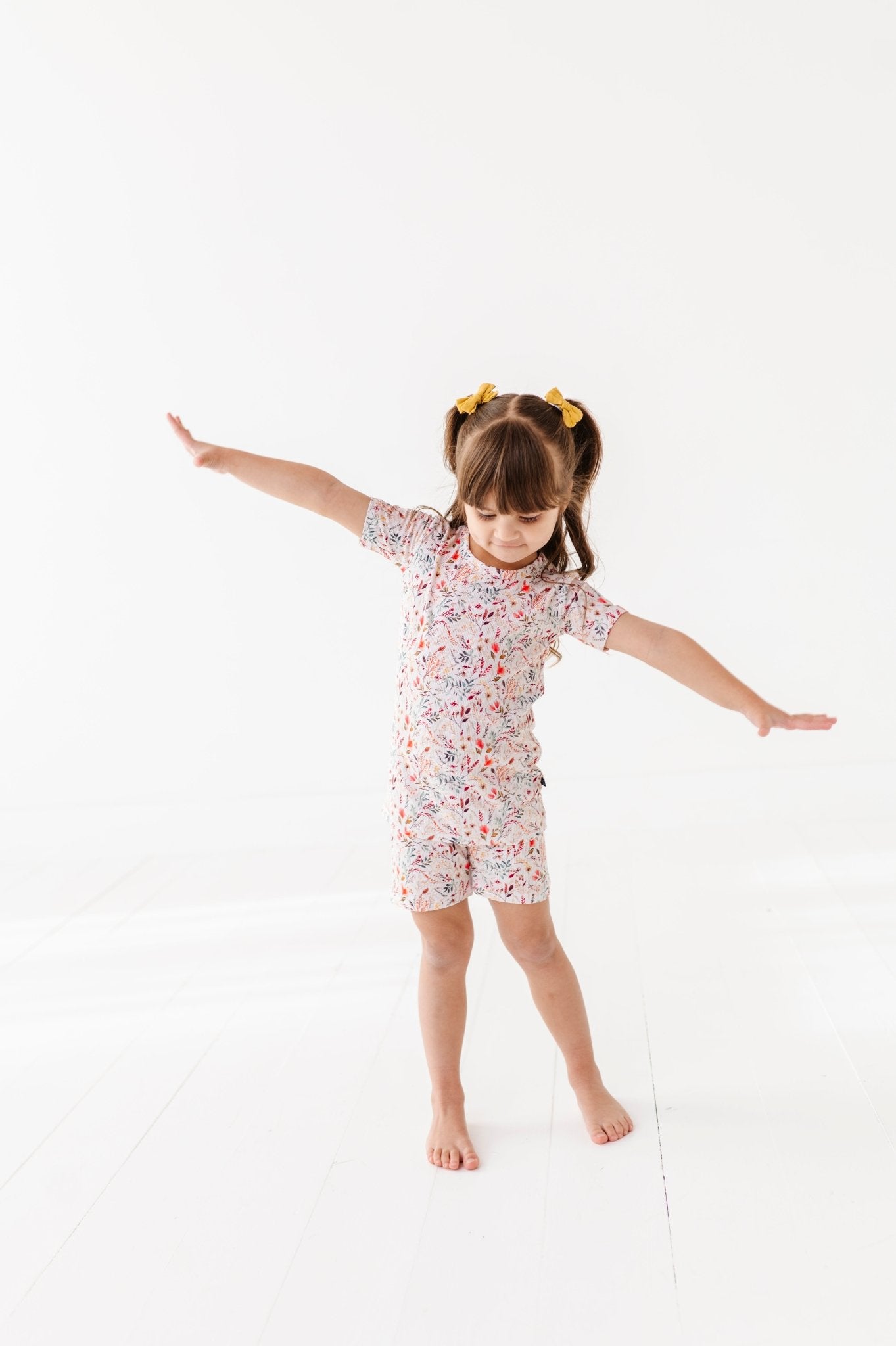 RIBBED SHORT TWO PIECE JAMMIES - FALL FOLIAGE - The Sleepy Sloth