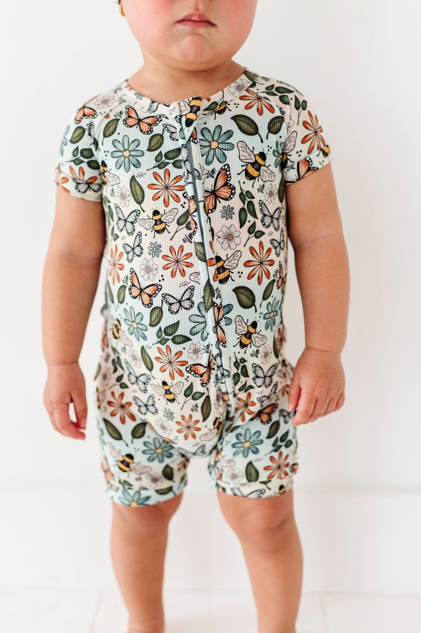 RIBBED SHORTIE - BUZZING BLOSSOMS - The Sleepy Sloth