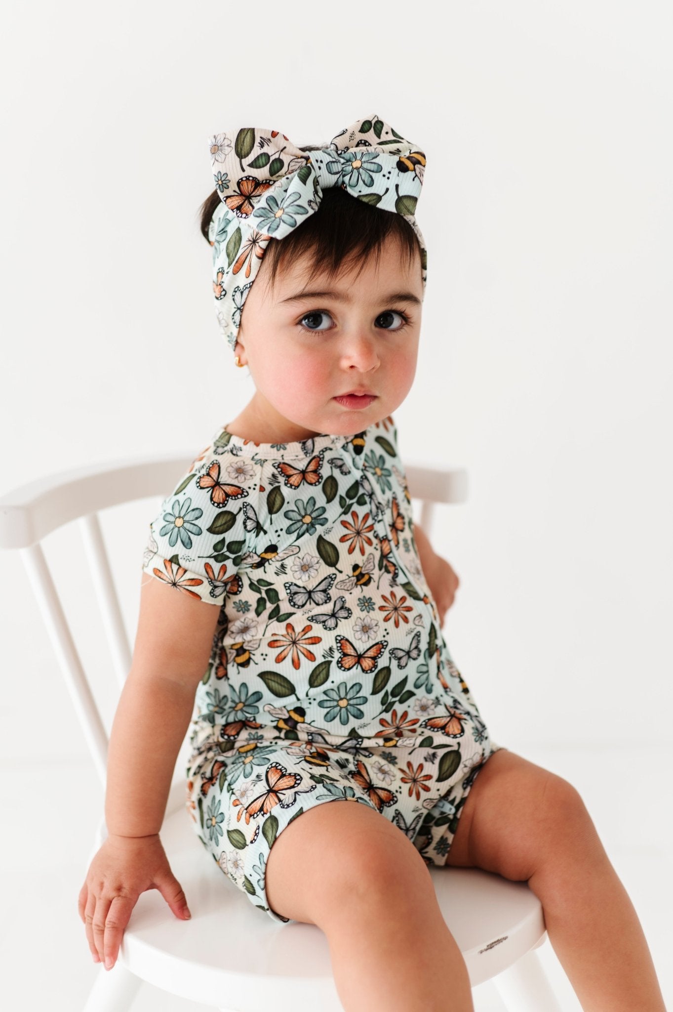 RIBBED SHORTIE - BUZZING BLOSSOMS - The Sleepy Sloth