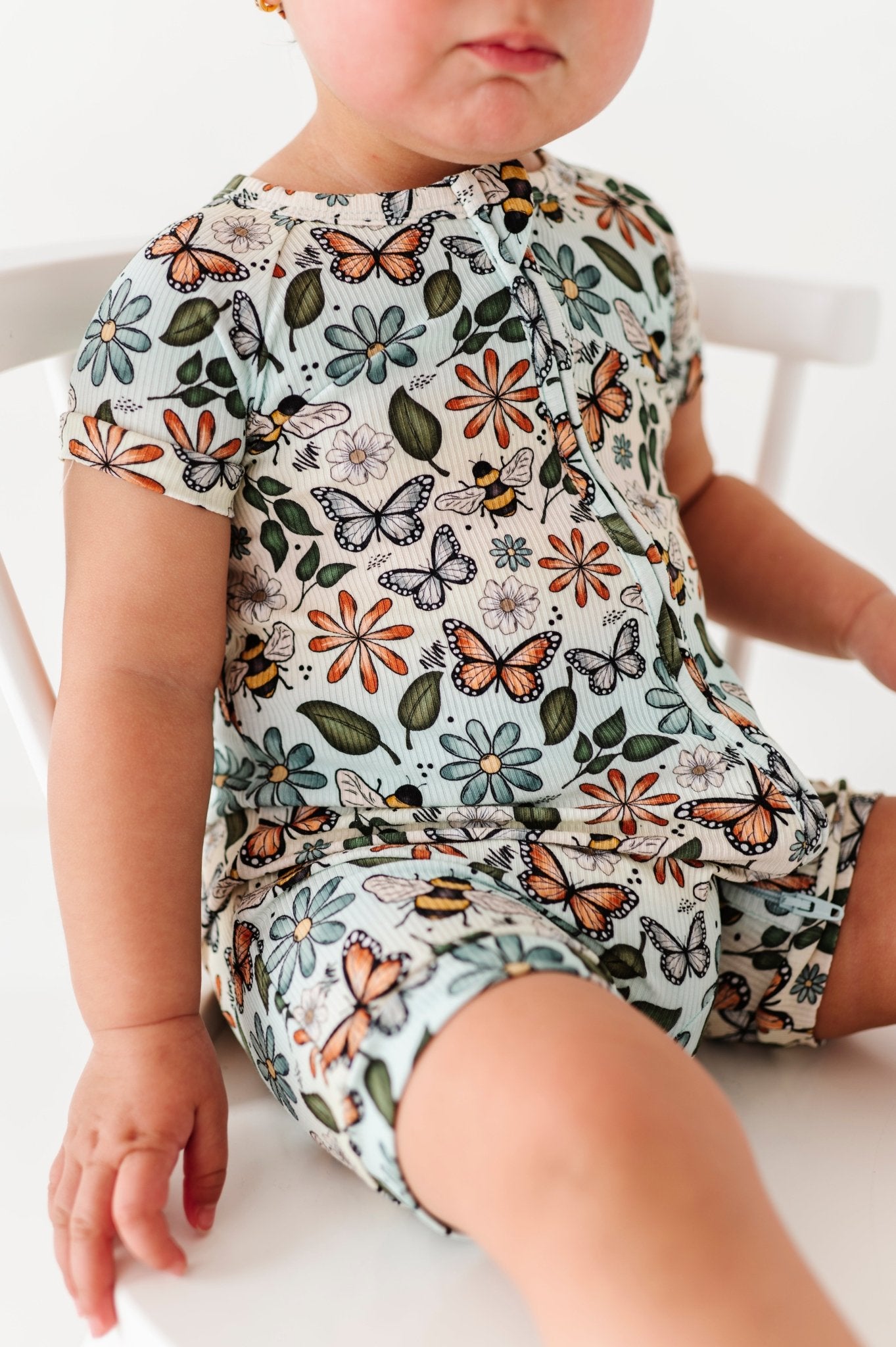 RIBBED SHORTIE - BUZZING BLOSSOMS - The Sleepy Sloth