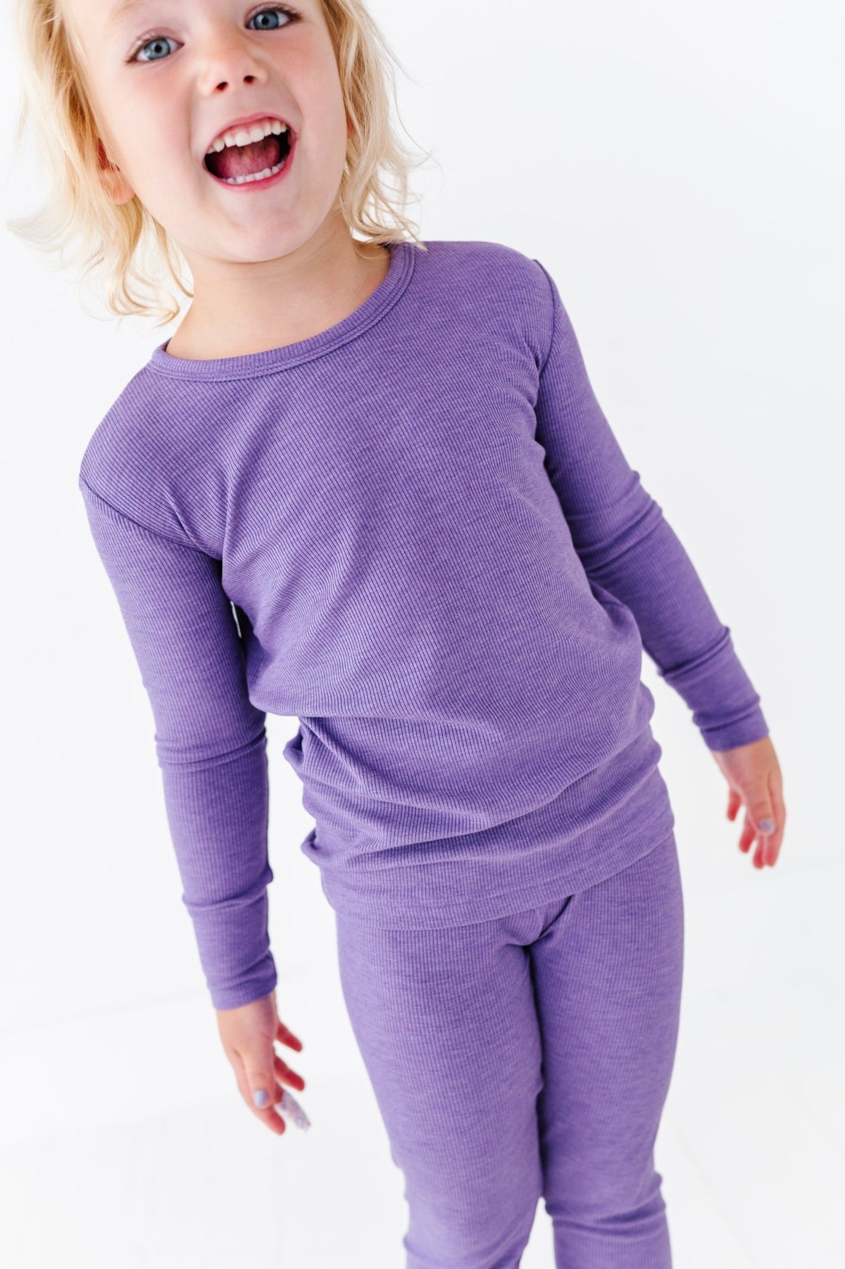 Ribbed Solid Two Piece Jammies - Wisteria - The Sleepy Sloth
