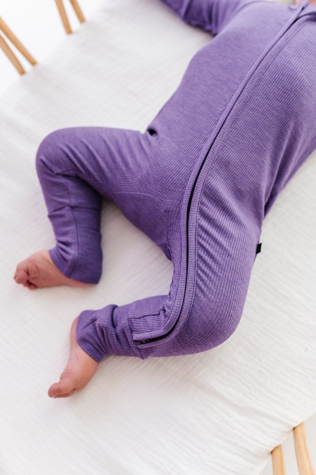 Ribbed Solid Zip Jammies - Wisteria - The Sleepy Sloth