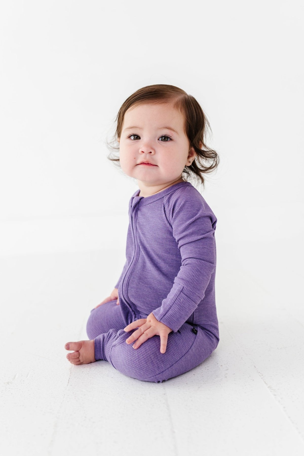 Ribbed Solid Zip Jammies - Wisteria - The Sleepy Sloth