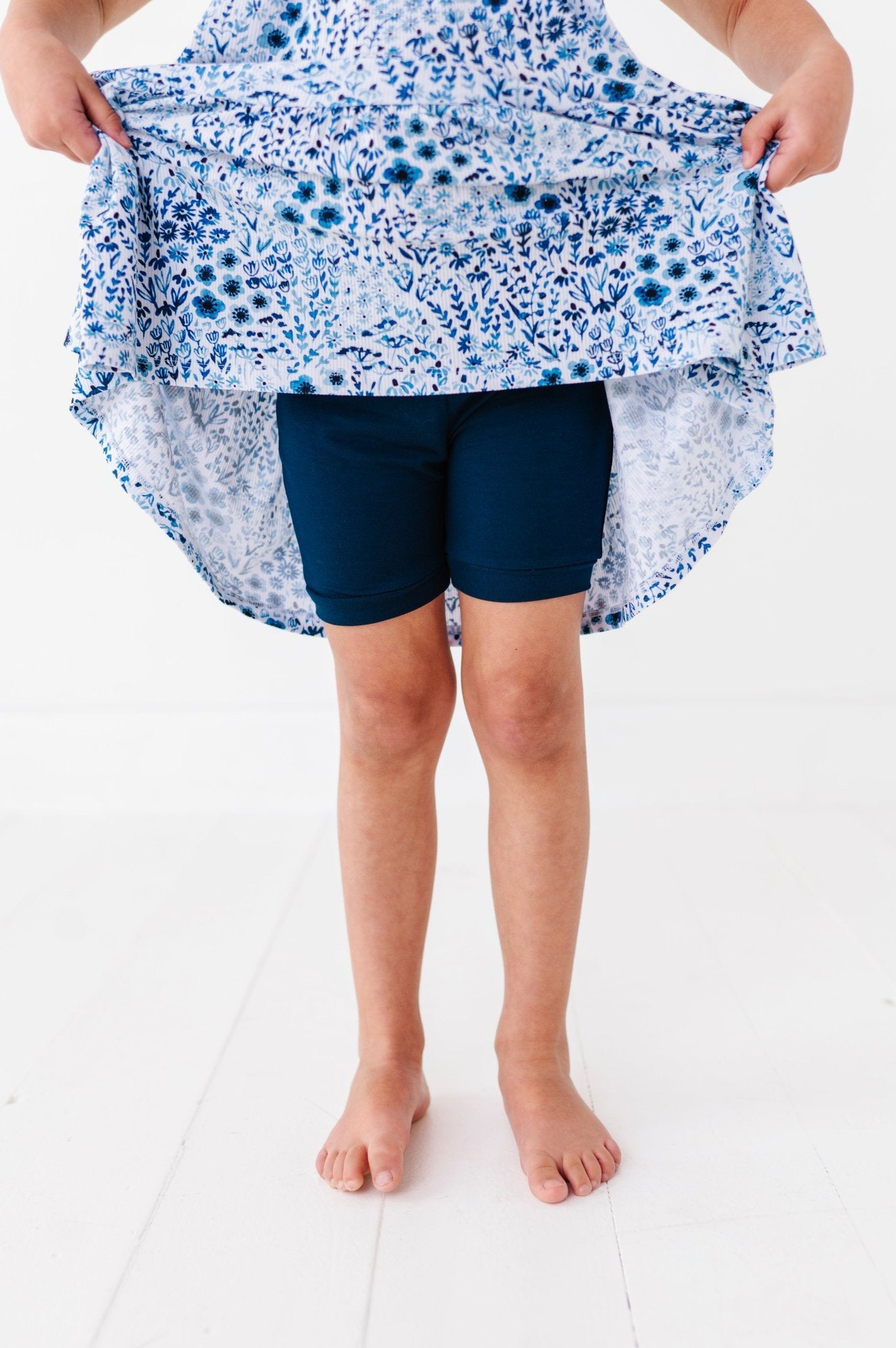 RIBBED TIERED FLUTTER SLEEVE TWIRL WITH SHORTS - ROYAL GARDEN - The Sleepy Sloth