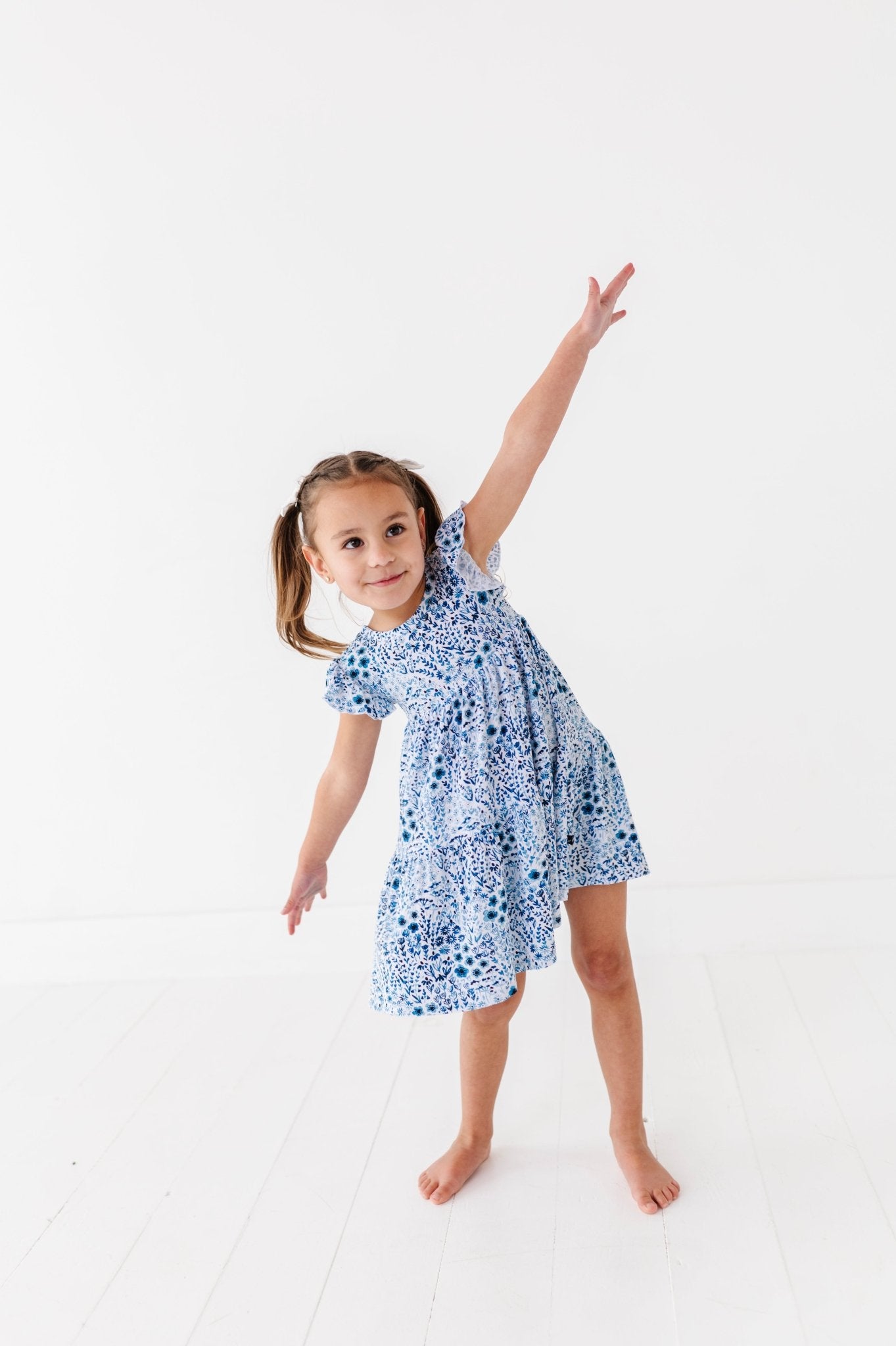 RIBBED TIERED FLUTTER SLEEVE TWIRL WITH SHORTS - ROYAL GARDEN - The Sleepy Sloth