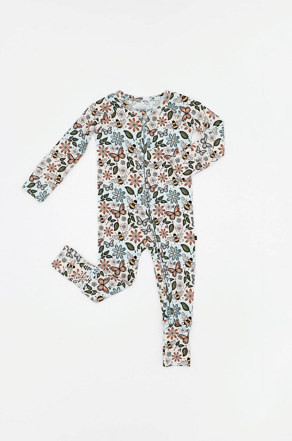 RIBBED ZIP JAMMIES - BUZZING BLOSSOMS - The Sleepy Sloth