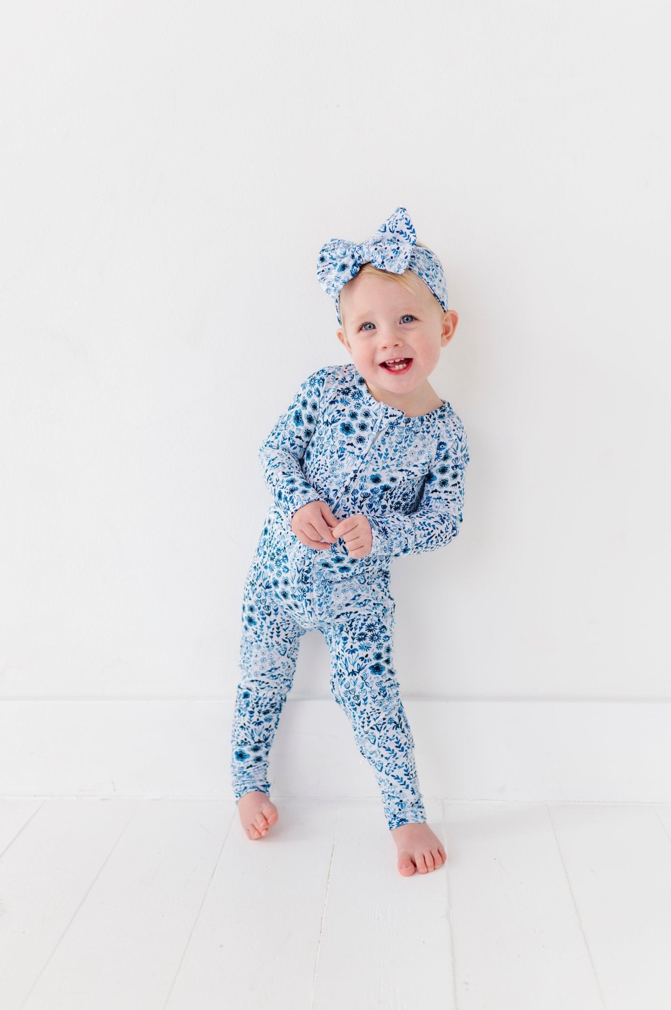 RIBBED ZIP JAMMIES - ROYAL GARDEN - The Sleepy Sloth