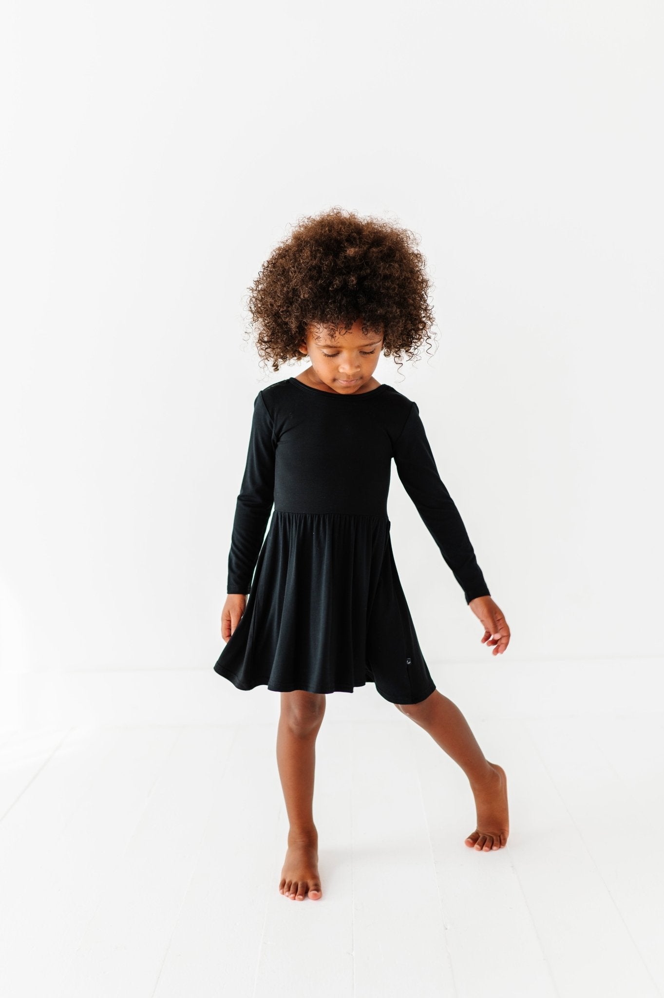 Solid Long Sleeve Twirl Dress - MIDNIGHT - The Sleepy Sloth