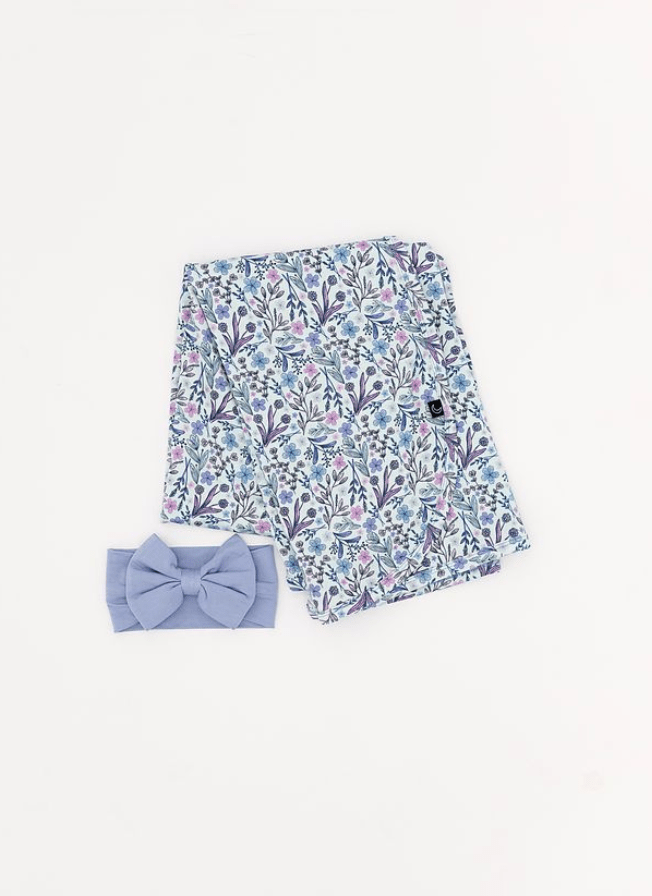 Swaddle Bow Set - LAVENDER LOVE - The Sleepy Sloth