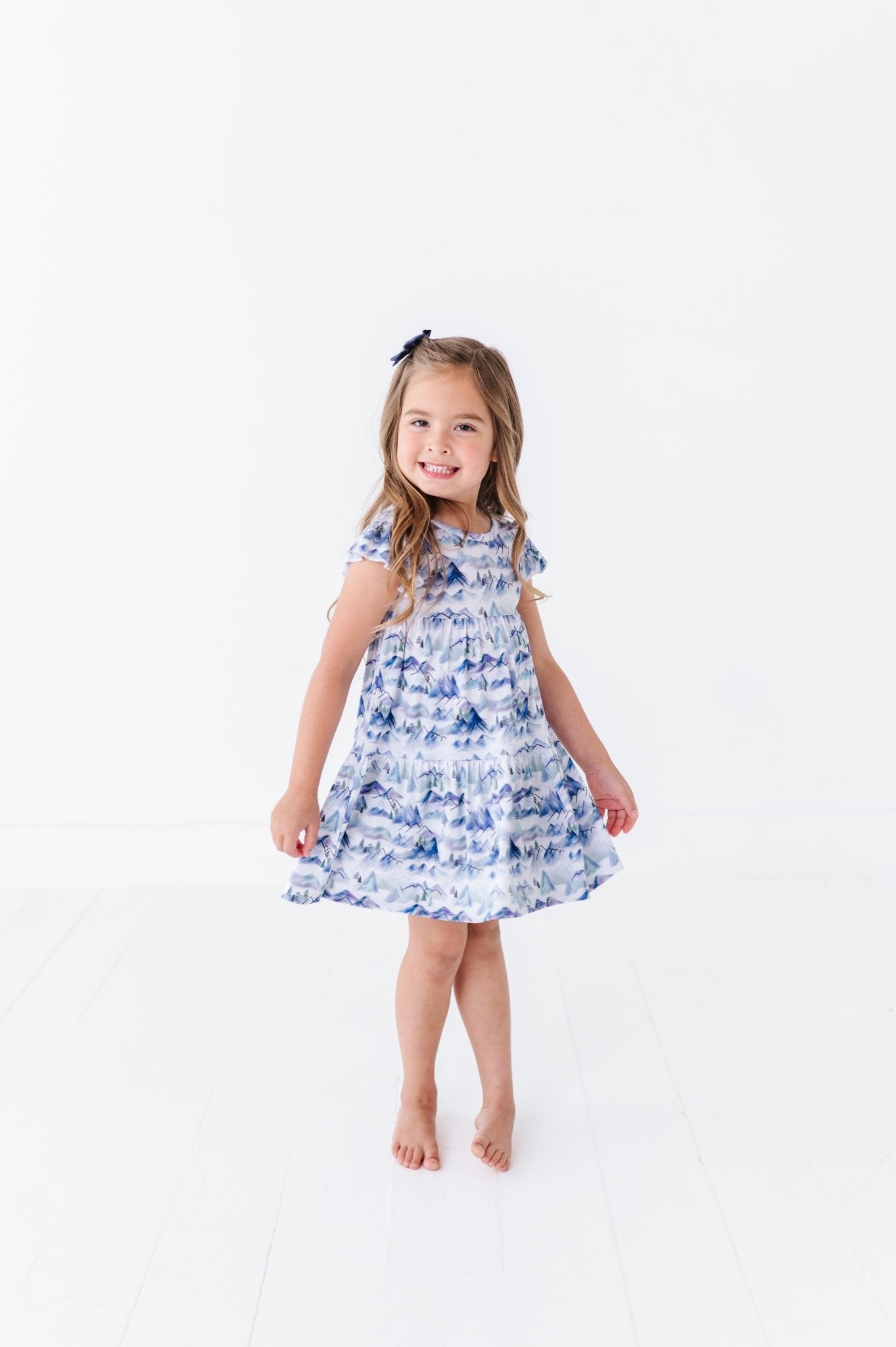 TIERED FLUTTER SLEEVE TWIRL WITH SHORTS - MISTY MOUNTAINS - The Sleepy Sloth