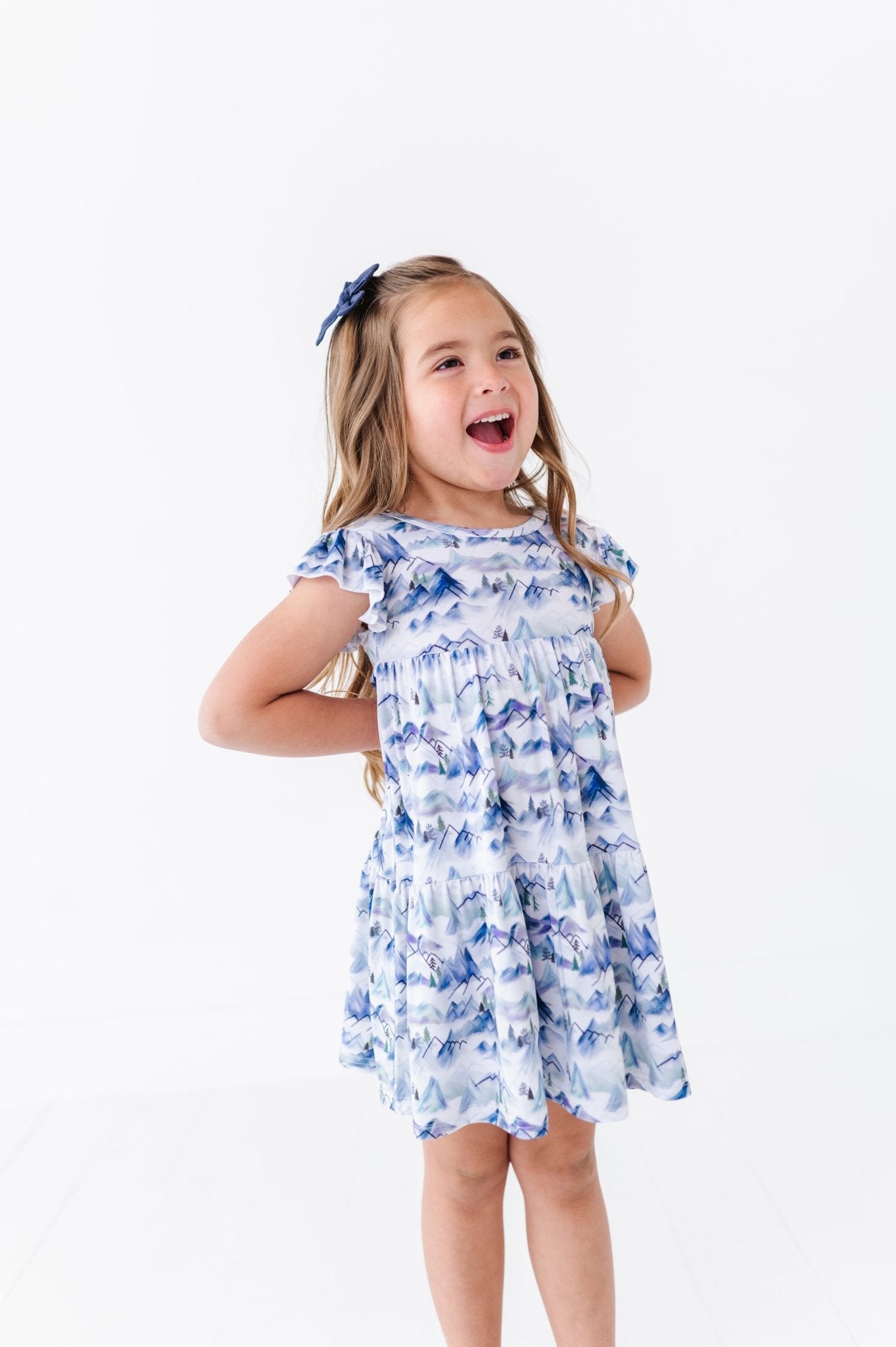 TIERED FLUTTER SLEEVE TWIRL WITH SHORTS - MISTY MOUNTAINS - The Sleepy Sloth