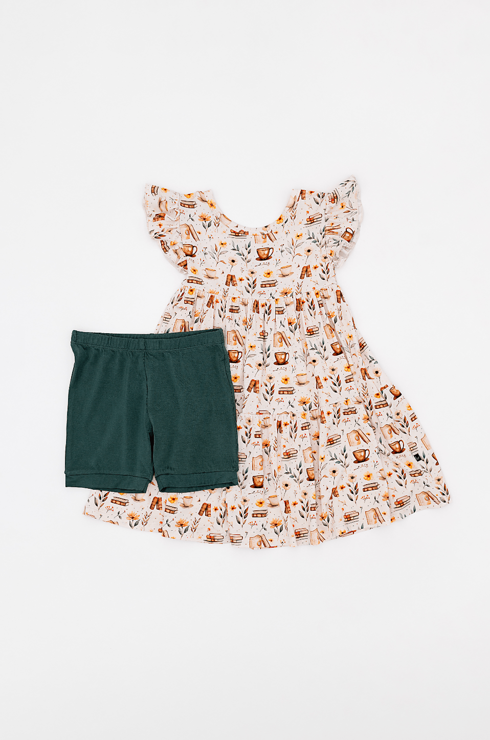 TIERED FLUTTER SLEEVE TWIRL WITH SHORTS - PERFECTLY BREWED - The Sleepy Sloth