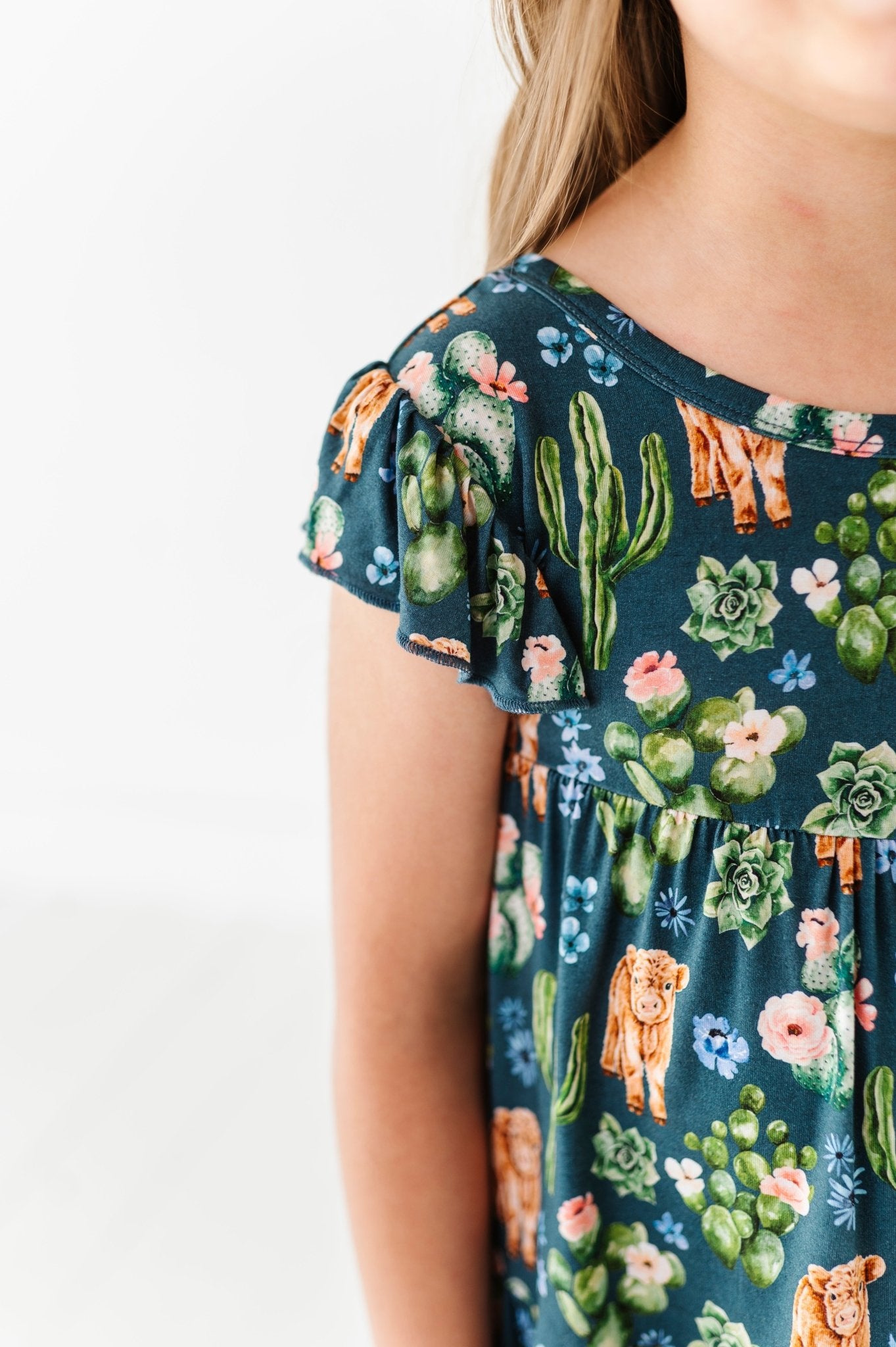 TIERED FLUTTER SLEEVE TWIRL WITH SHORTS - PRICKLY PASTURES - The Sleepy Sloth