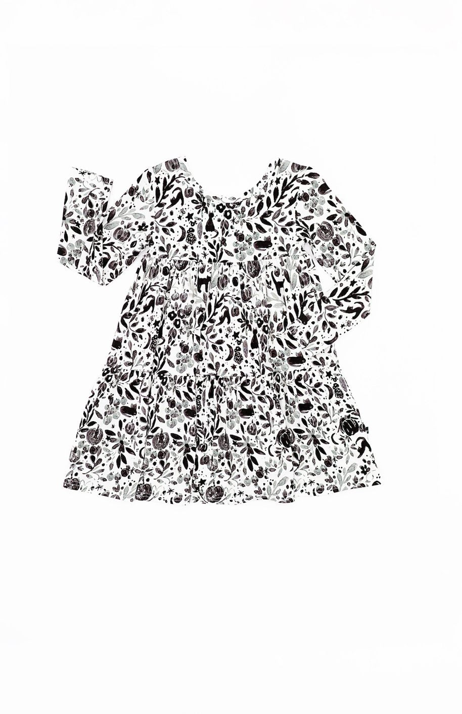 TIERED LONG SLEEVE TWIRLIE DRESS - SALEM - The Sleepy Sloth