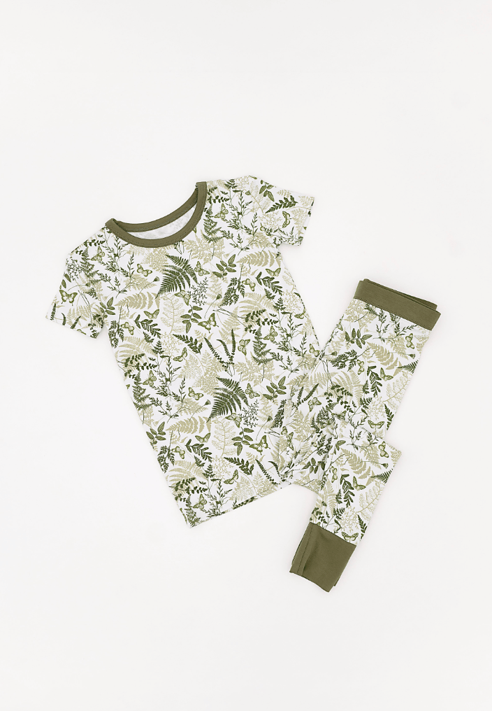 TWO PIECE SHORT SLEEVE WITH PANTS JAMMIES - SAGE GARDEN - The Sleepy Sloth