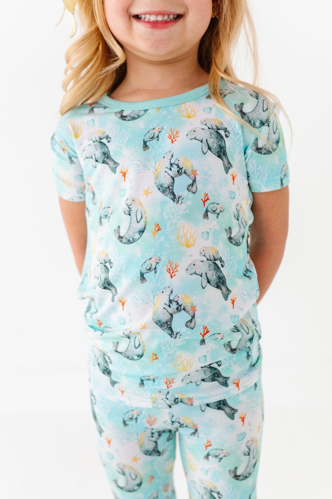 TWO PIECE SHORT SLEEVE WITH PANTS JAMMIES* - SEA COW - The Sleepy Sloth