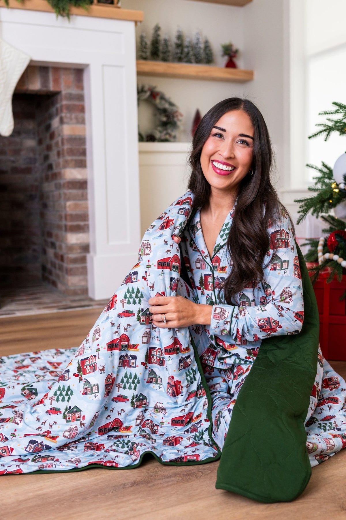 Women's Luxe Pajama Set - Santa's Village - The Sleepy Sloth