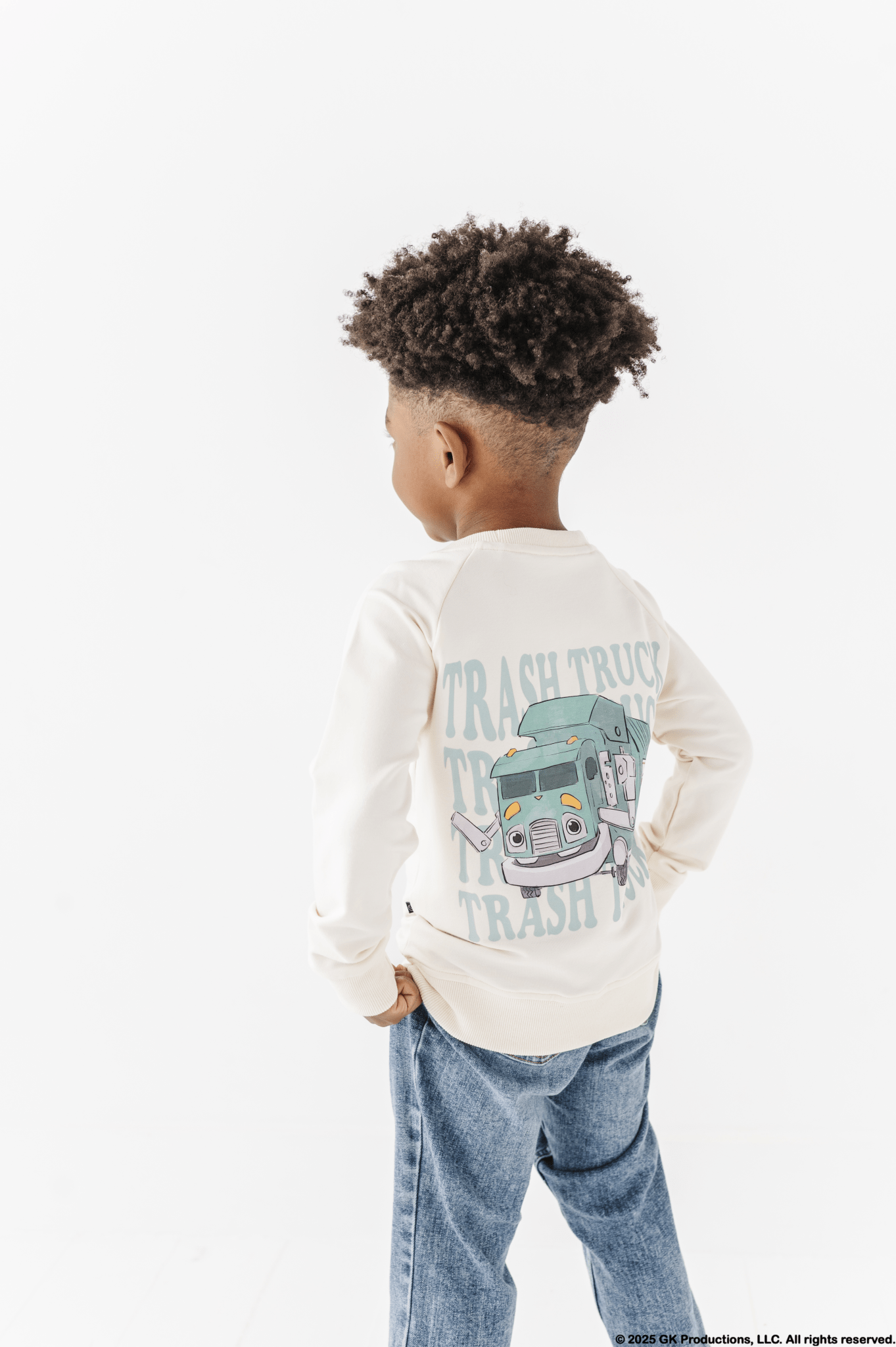 YOUTH GRAPHIC CREWNECK - TRASH TRUCKS VARSITY CREWNECK - The Sleepy Sloth