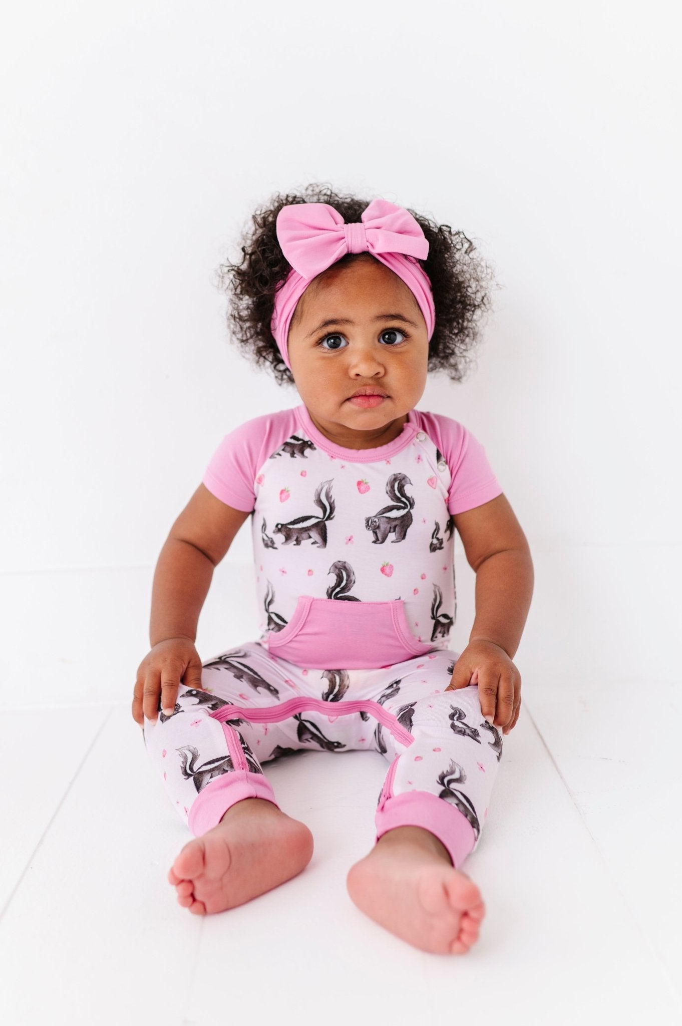 ZIP SHORT SLEEVE LONGALL - BERRY SWEET - The Sleepy Sloth