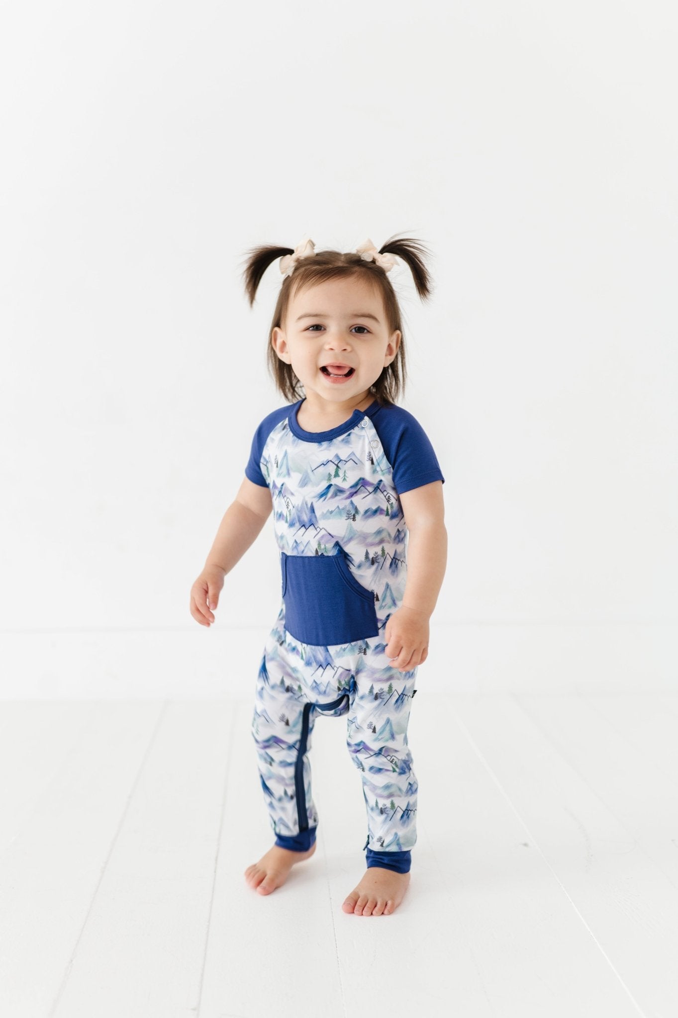 ZIP SHORT SLEEVE LONGALL - MISTY MOUNTAINS - The Sleepy Sloth