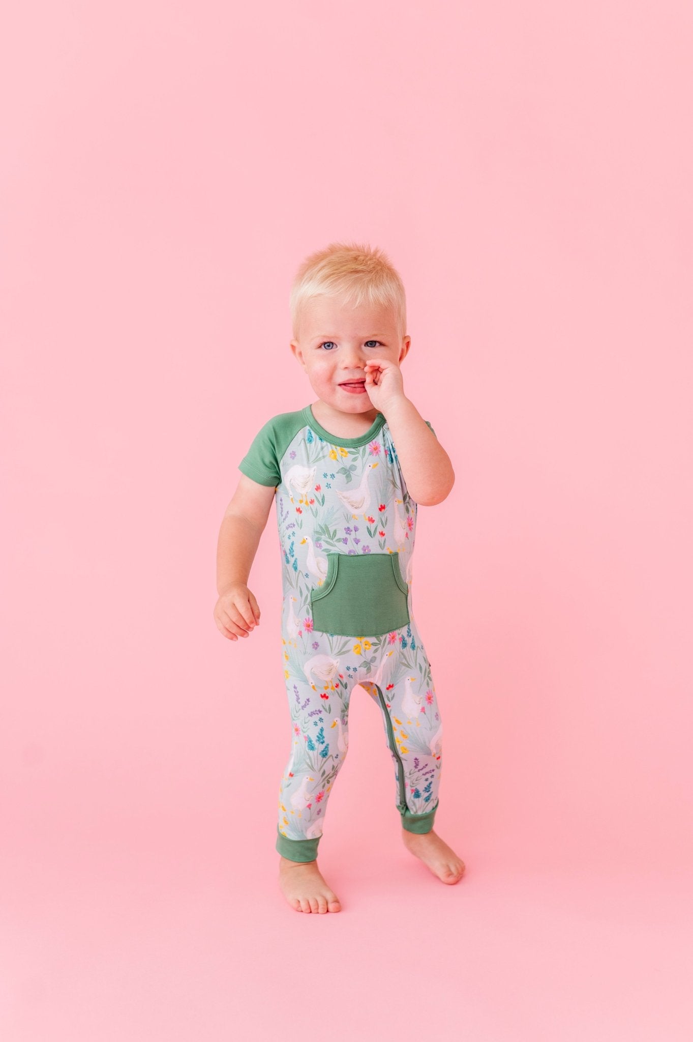 ZIP SHORT SLEEVE LONGALL - SILLY GOOSE - The Sleepy Sloth