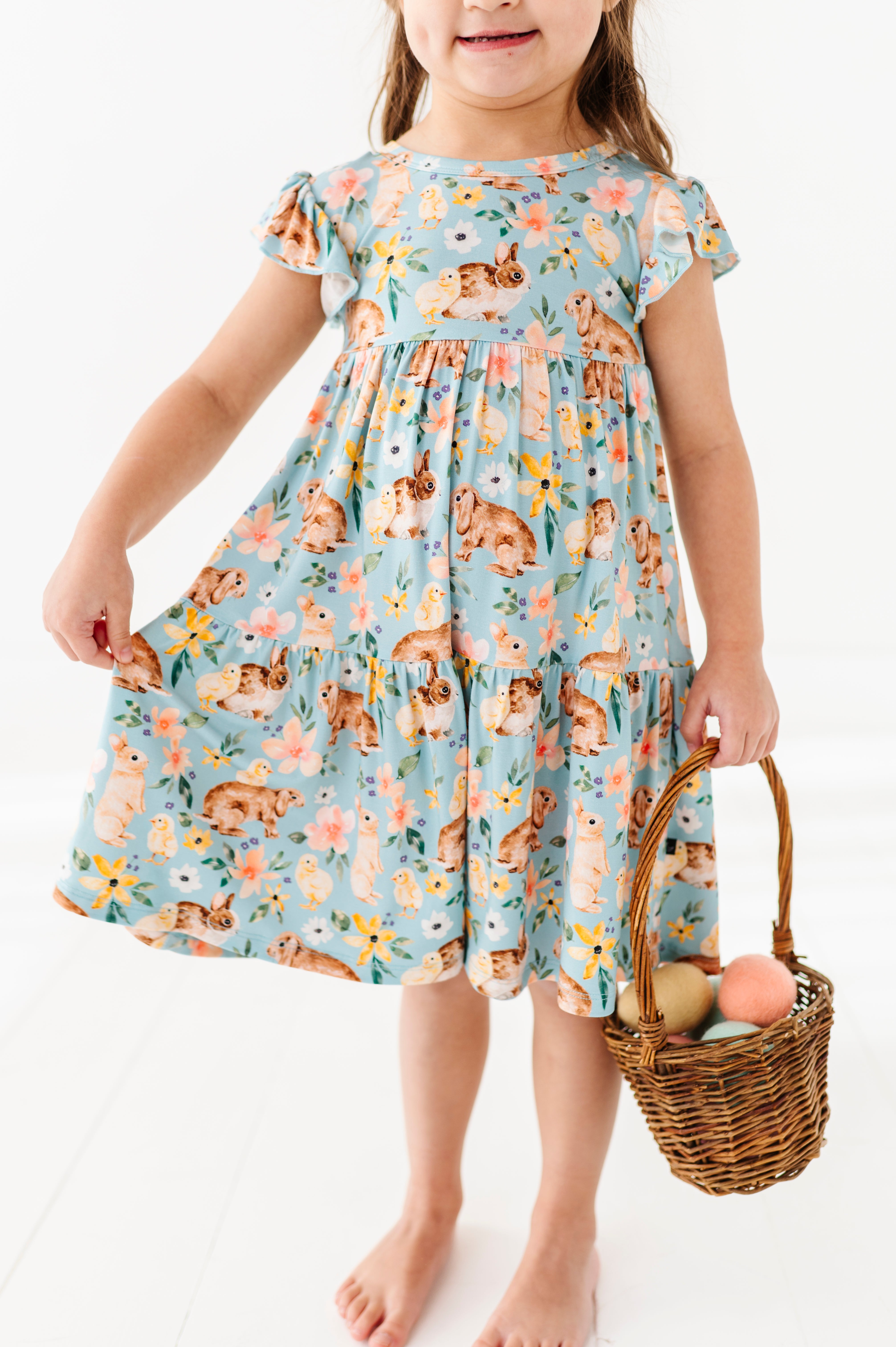 TIERED FLUTTER SLEEVE TWIRL WITH SHORTS - SOMEBUNNY TO LOVE