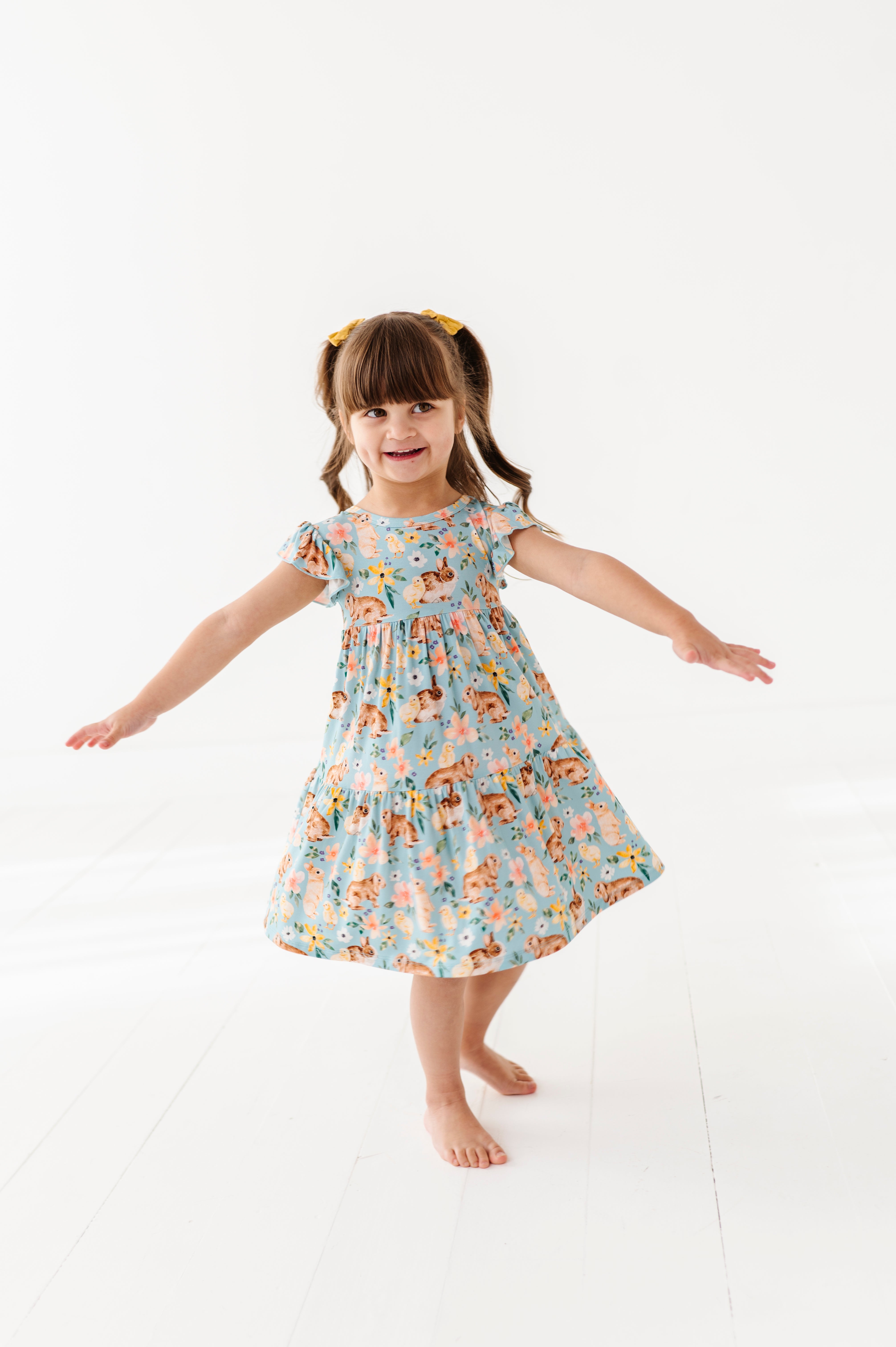 TIERED FLUTTER SLEEVE TWIRL WITH SHORTS - SOMEBUNNY TO LOVE