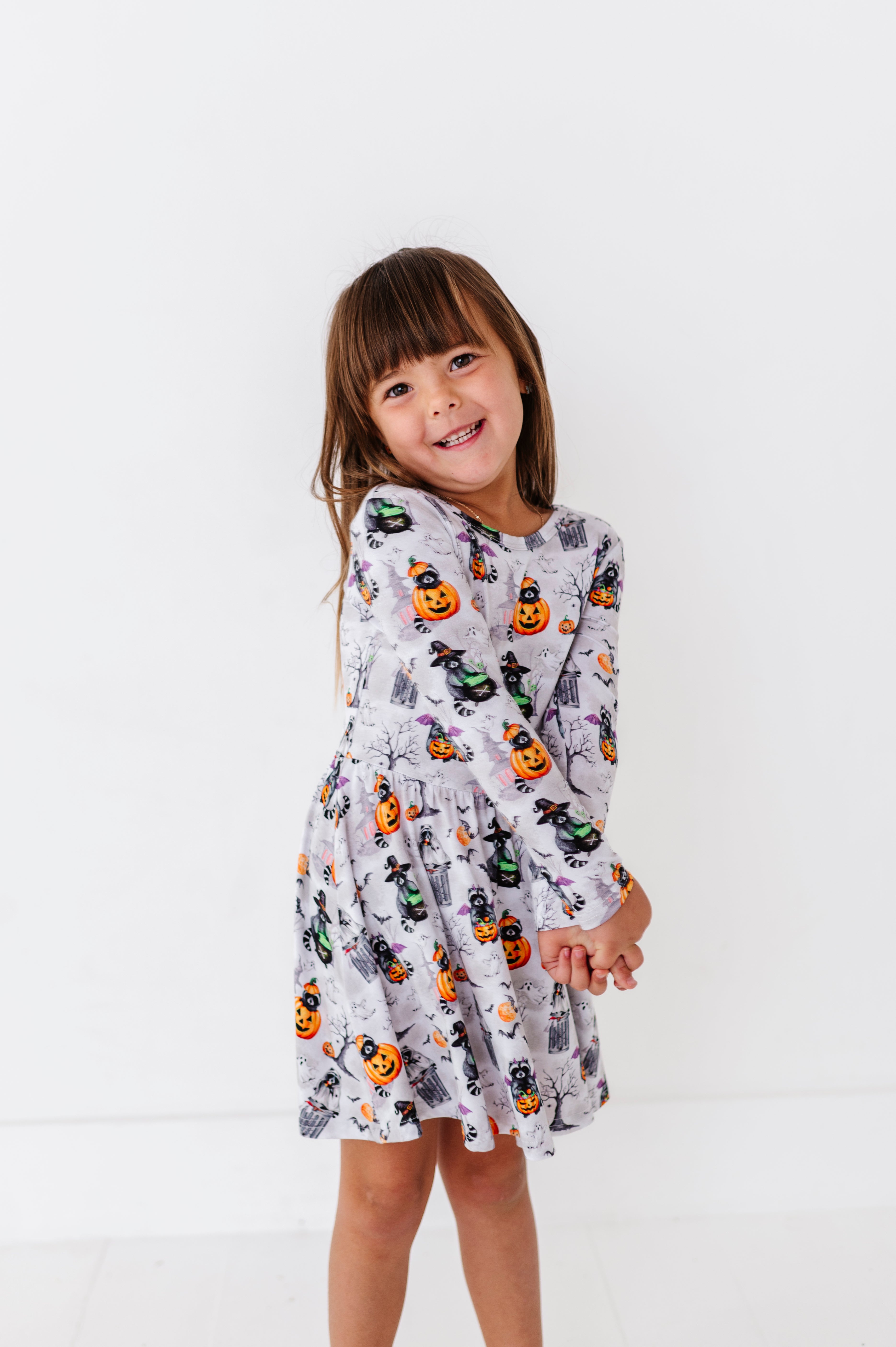 LONG SLEEVE TWIRL DRESS - MIDNIGHT MISCHIEF