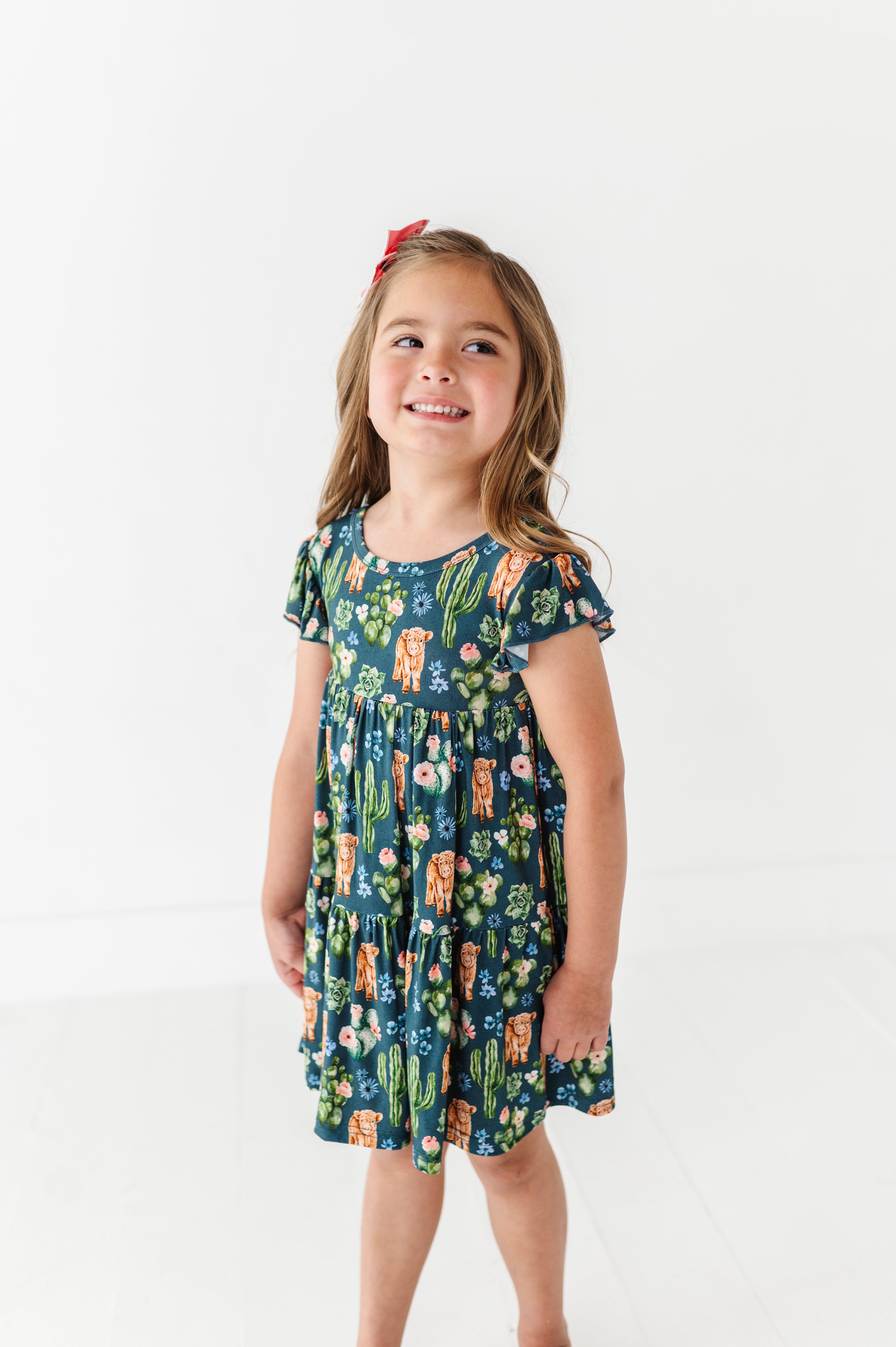 TIERED FLUTTER SLEEVE TWIRL WITH SHORTS - PRICKLY PASTURES