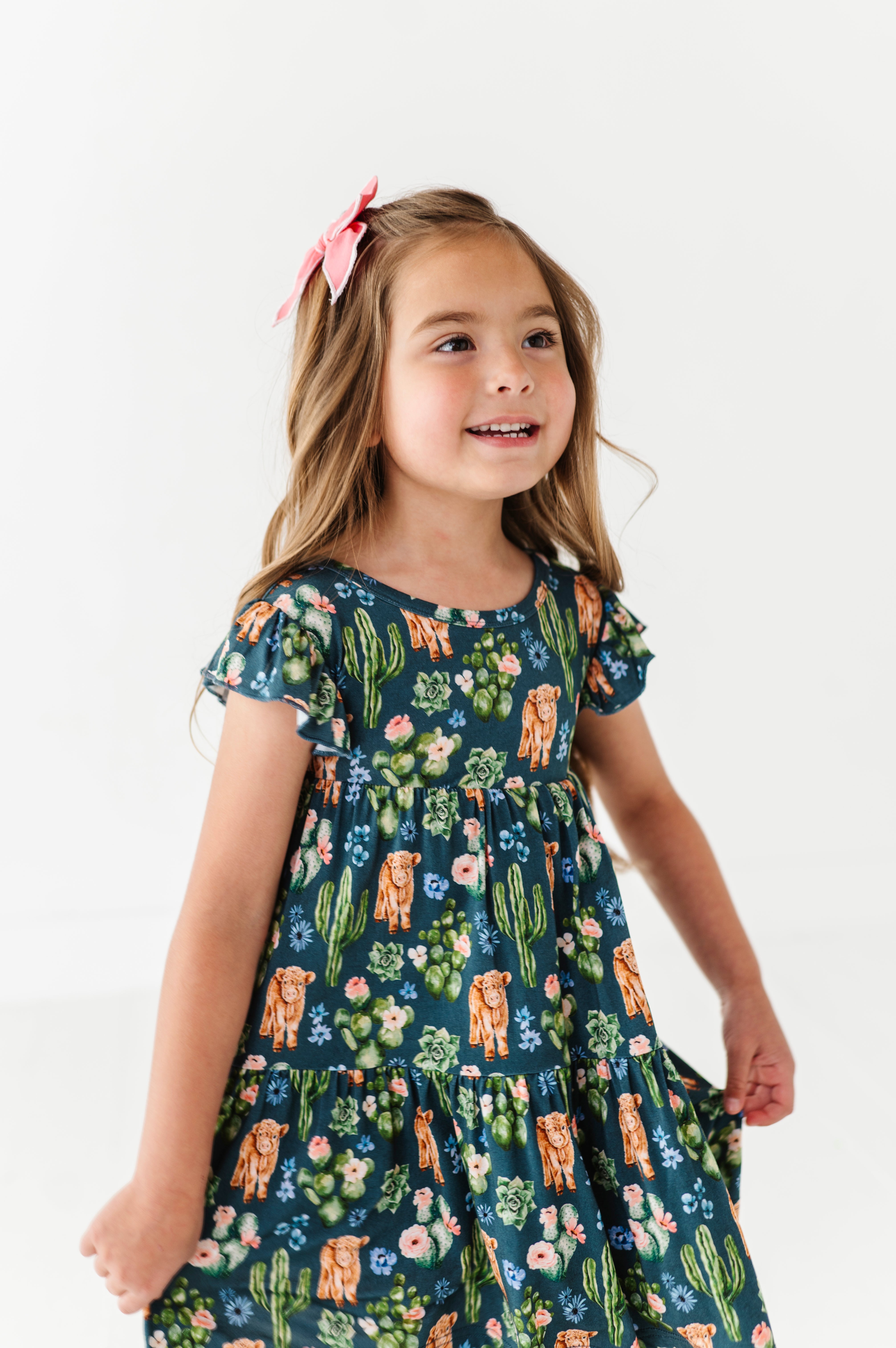 TIERED FLUTTER SLEEVE TWIRL WITH SHORTS - PRICKLY PASTURES