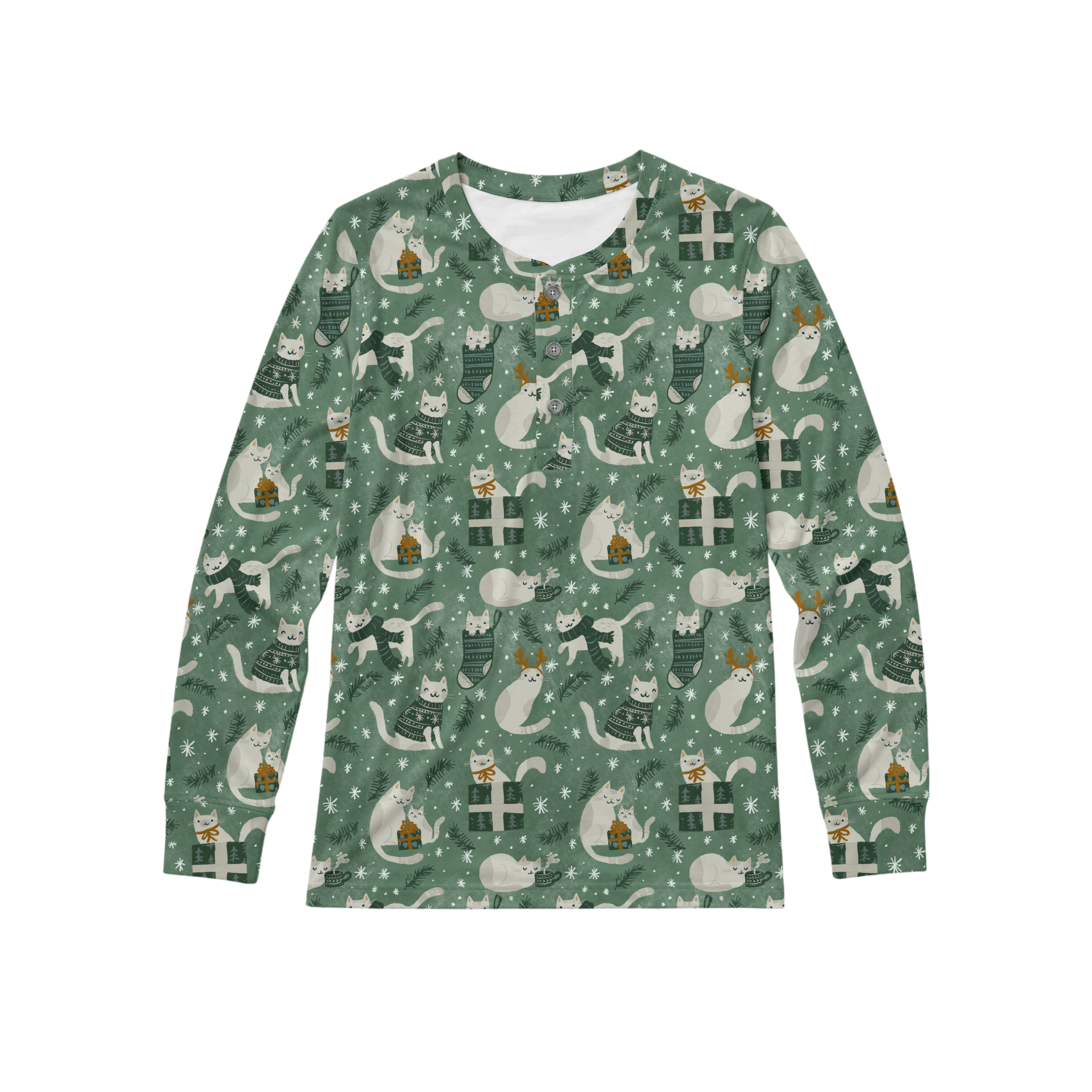 Preorder Men's Henley - Meowy & Bright