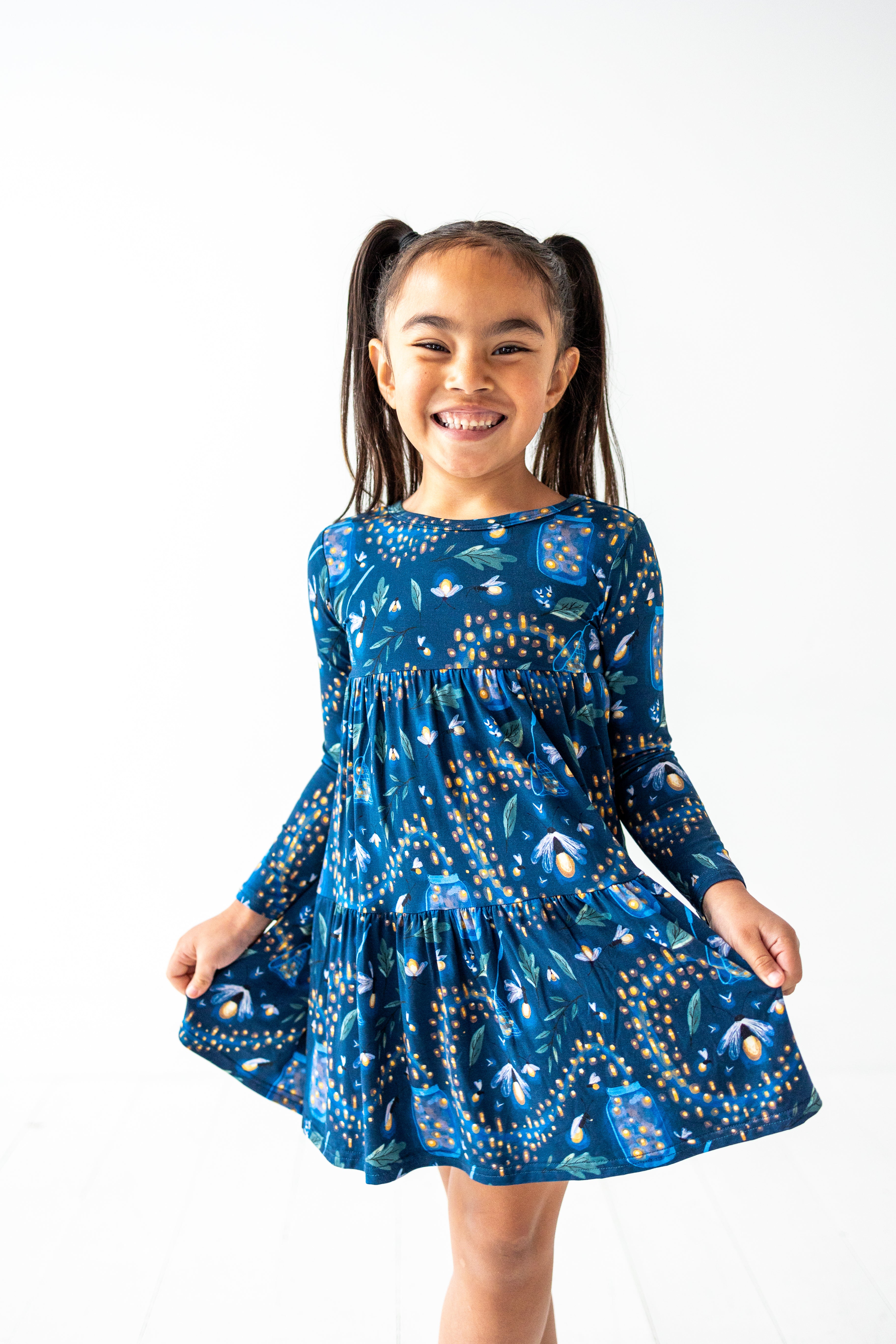 TIERED LONG SLEEVE TWIRL DRESS - GLOW WITH THE FLOW