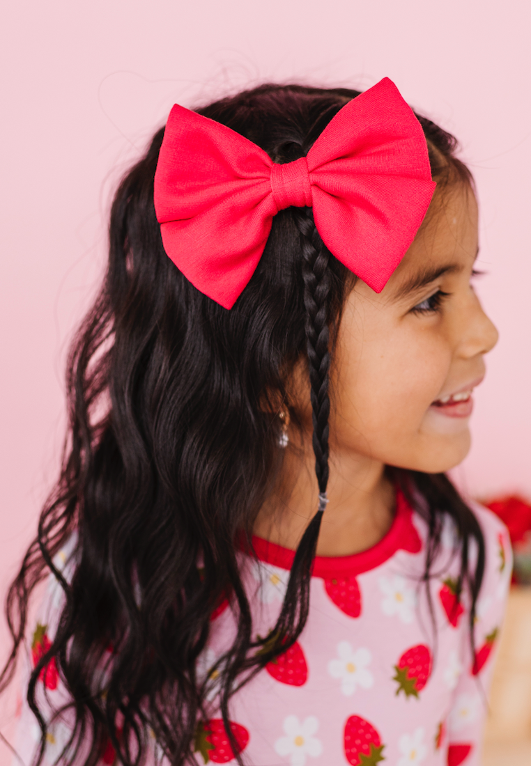 BIG CLIP BOW - STRAWBERRY FIELDS