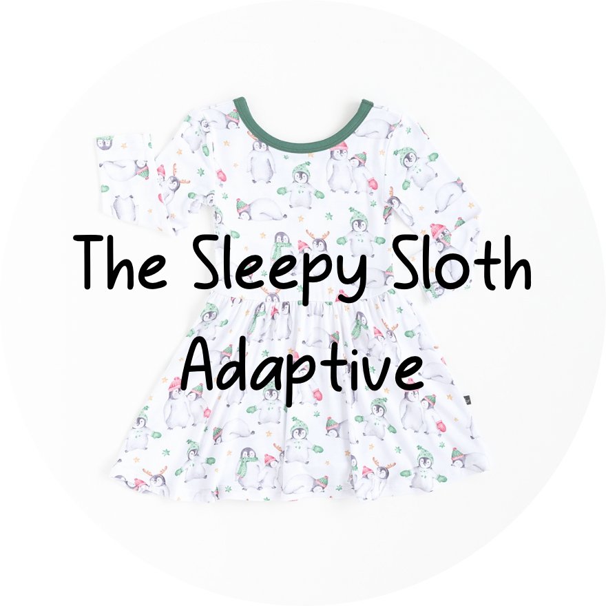 ADAPTIVE BODYSUIT TWIRL DRESS - COZY SNOW MATES - The Sleepy Sloth