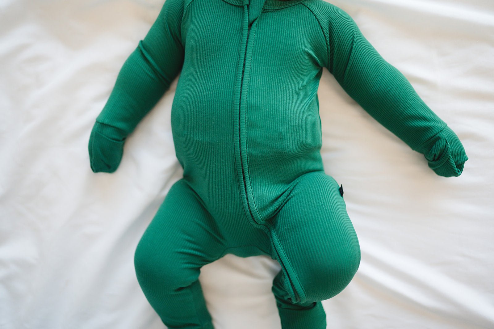 ADAPTIVE ZIP JAMMIES RIBBED SOLID - MISTLETOE - The Sleepy Sloth