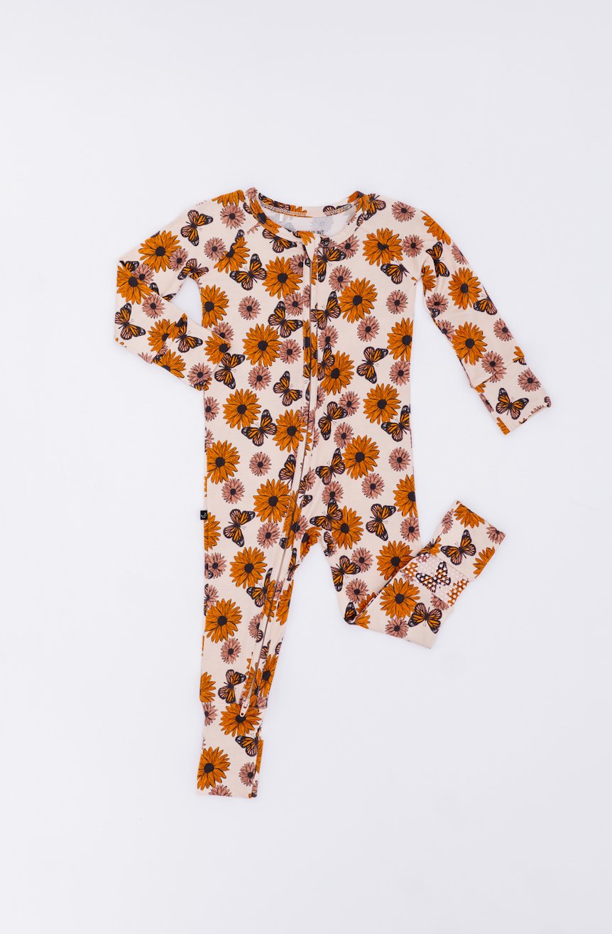 ADAPTIVE ZIP JAMMIES - SUNFLOWER HARVEST - The Sleepy Sloth