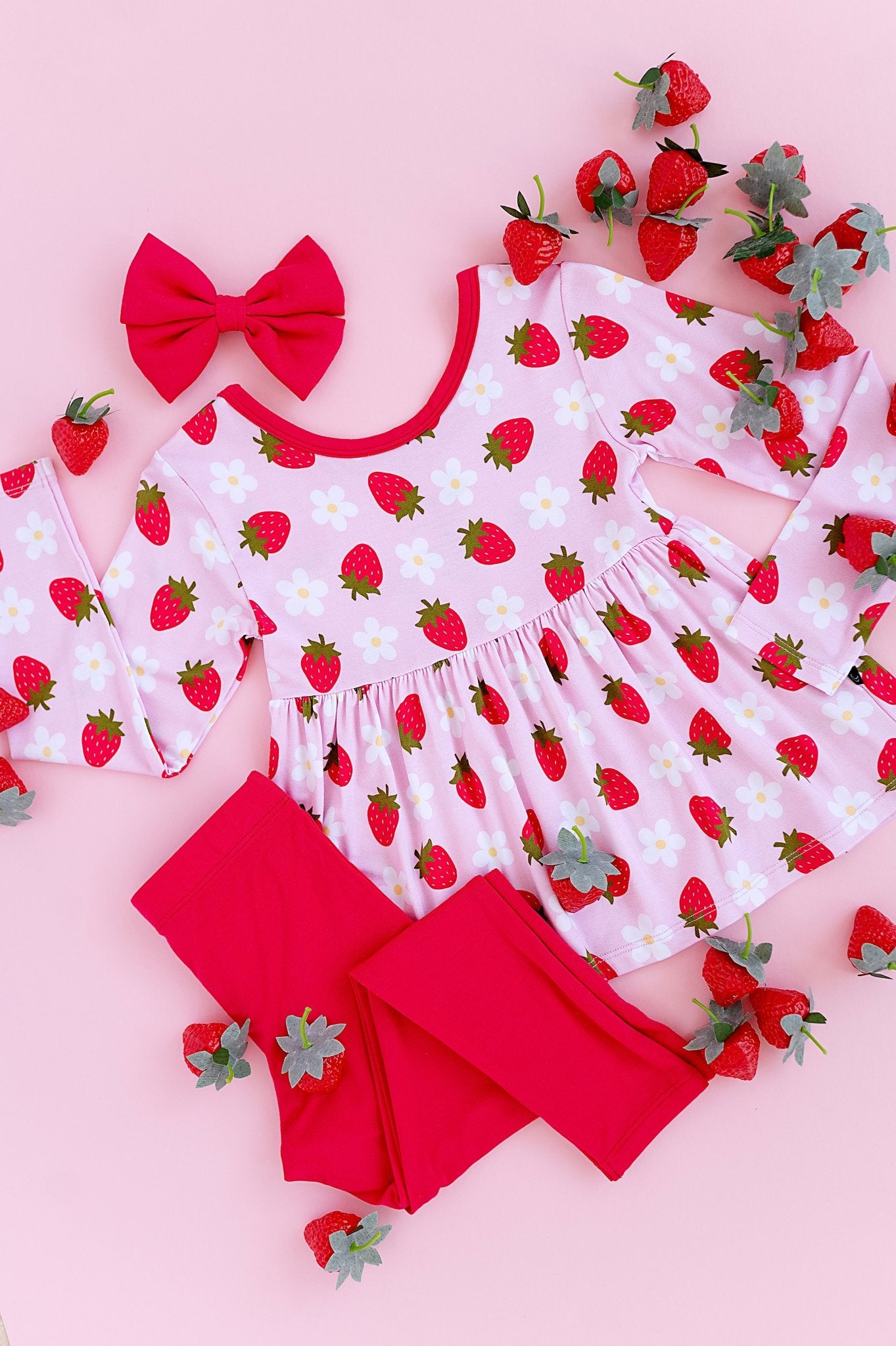 BIG CLIP BOW - STRAWBERRY FIELDS - The Sleepy Sloth