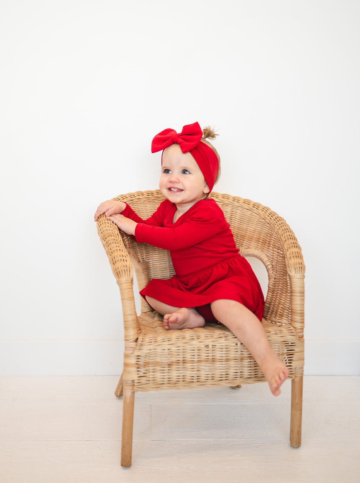 BODYSUIT TWIRL DRESS RIBBED SOLID - POINSETTIA - The Sleepy Sloth