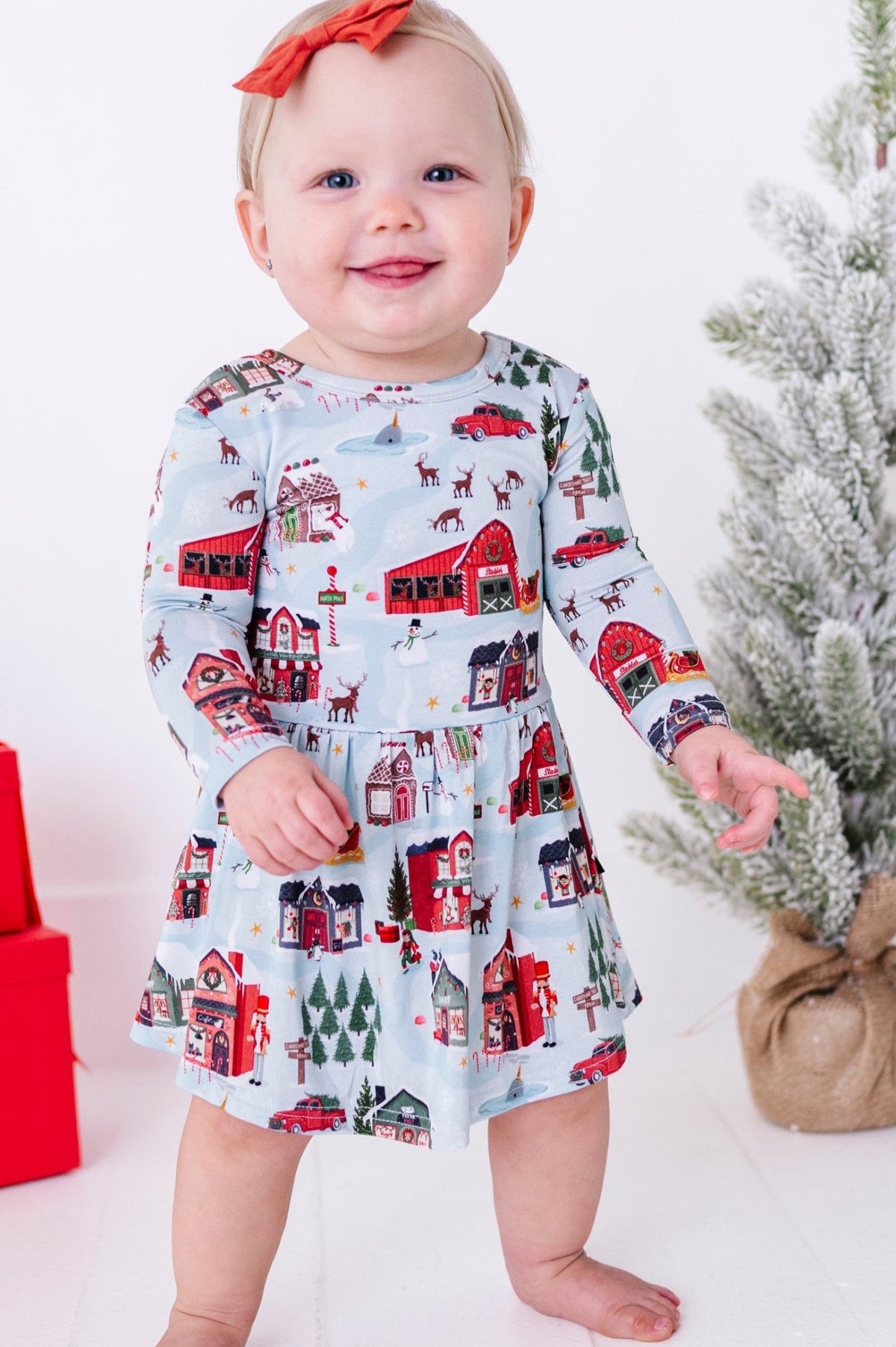 Bodysuit Twirlie Dress - Santa's Village - The Sleepy Sloth