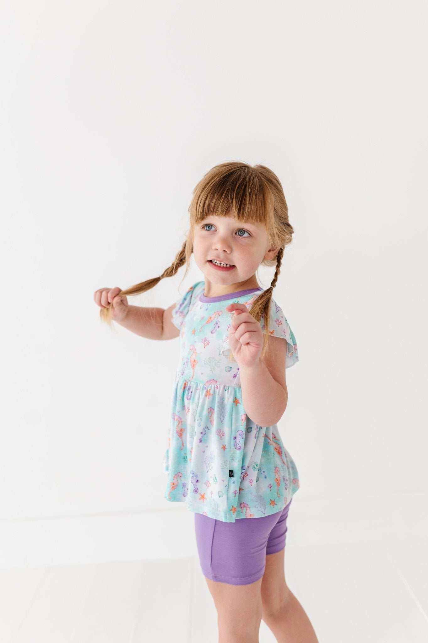 FLUTTER SLEEVE PEPLUM WITH SHORTS* - SEAHORSIN' AROUND - The Sleepy Sloth