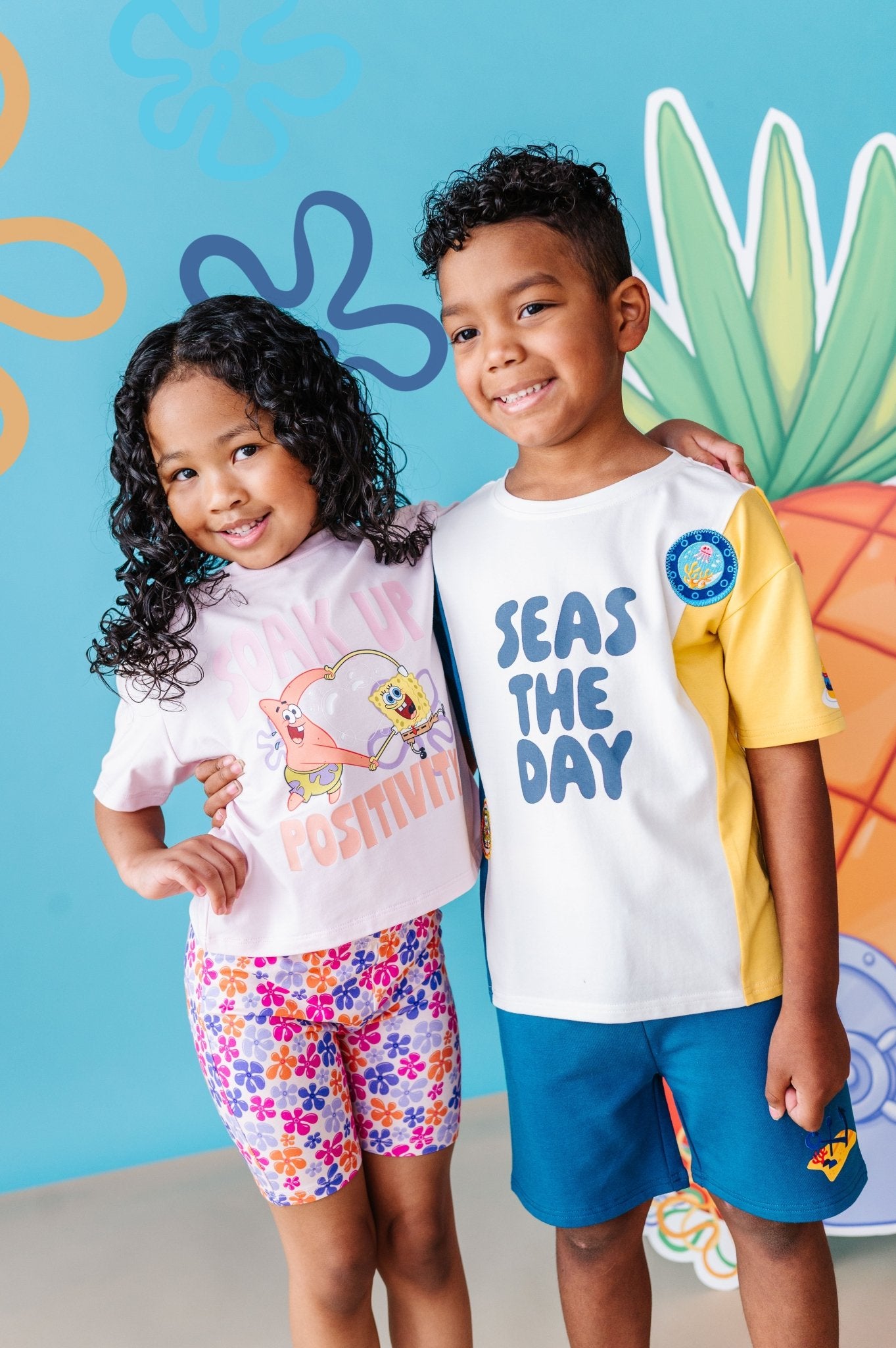 Graphic Tee and Biker Shorts - Spongebob Squarepants™ Soak Up Positivity - The Sleepy Sloth
