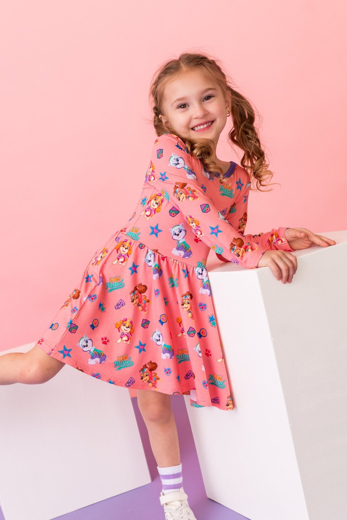 LONG SLEEVE TWIRL DRESS - PAW PATROL™ ALL - STARS PAWfect Pink Crew - The Sleepy Sloth