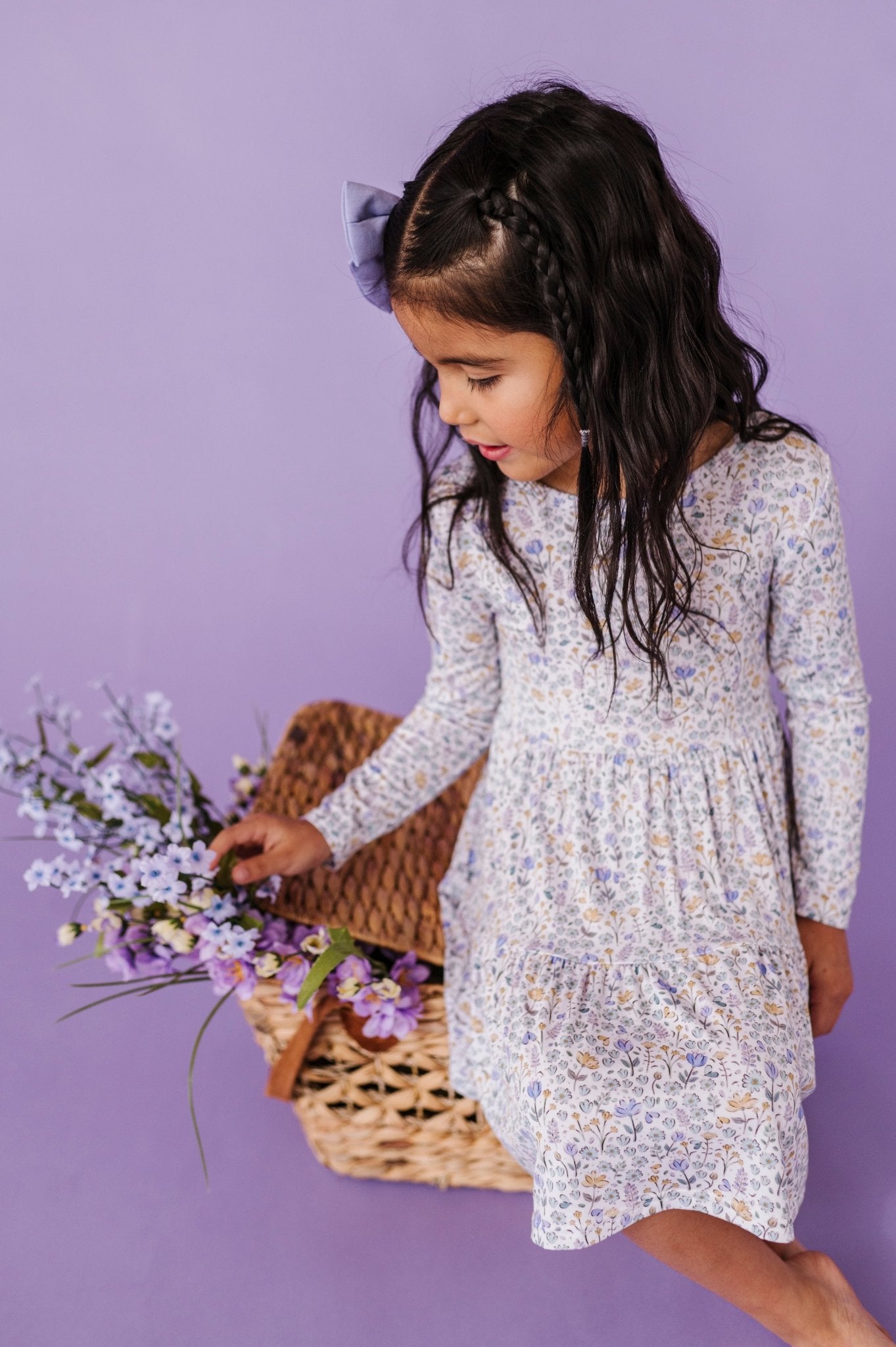 LONG SLEEVE TWIRLIE DRESS - LILAC VALLEY - The Sleepy Sloth