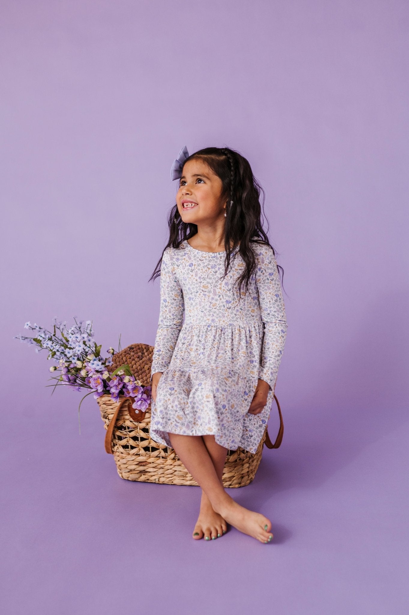LONG SLEEVE TWIRLIE DRESS - LILAC VALLEY - The Sleepy Sloth