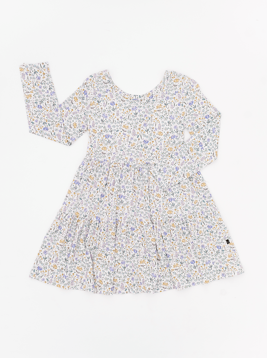 LONG SLEEVE TWIRLIE DRESS - LILAC VALLEY - The Sleepy Sloth