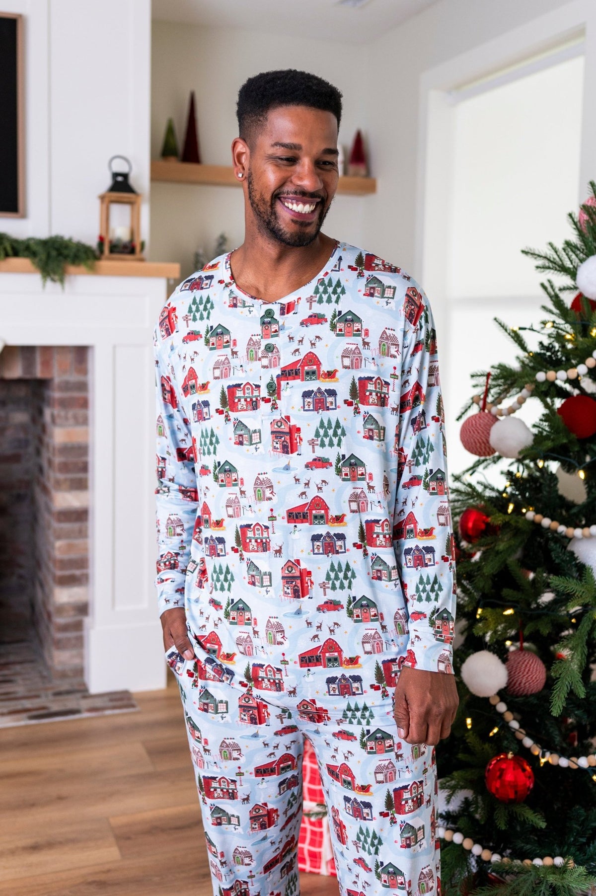 Men's Henley - Santa's Village - The Sleepy Sloth