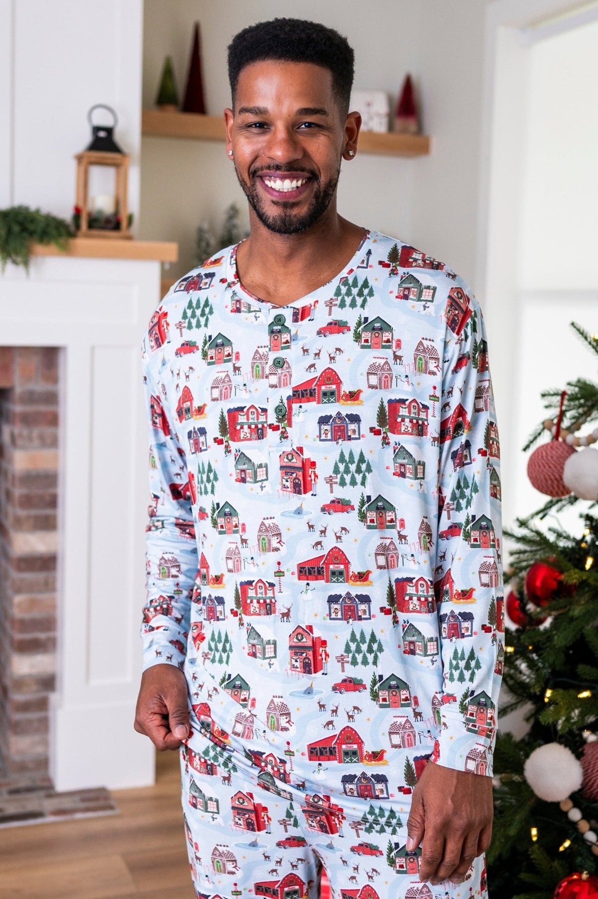 Men's Henley - Santa's Village - The Sleepy Sloth