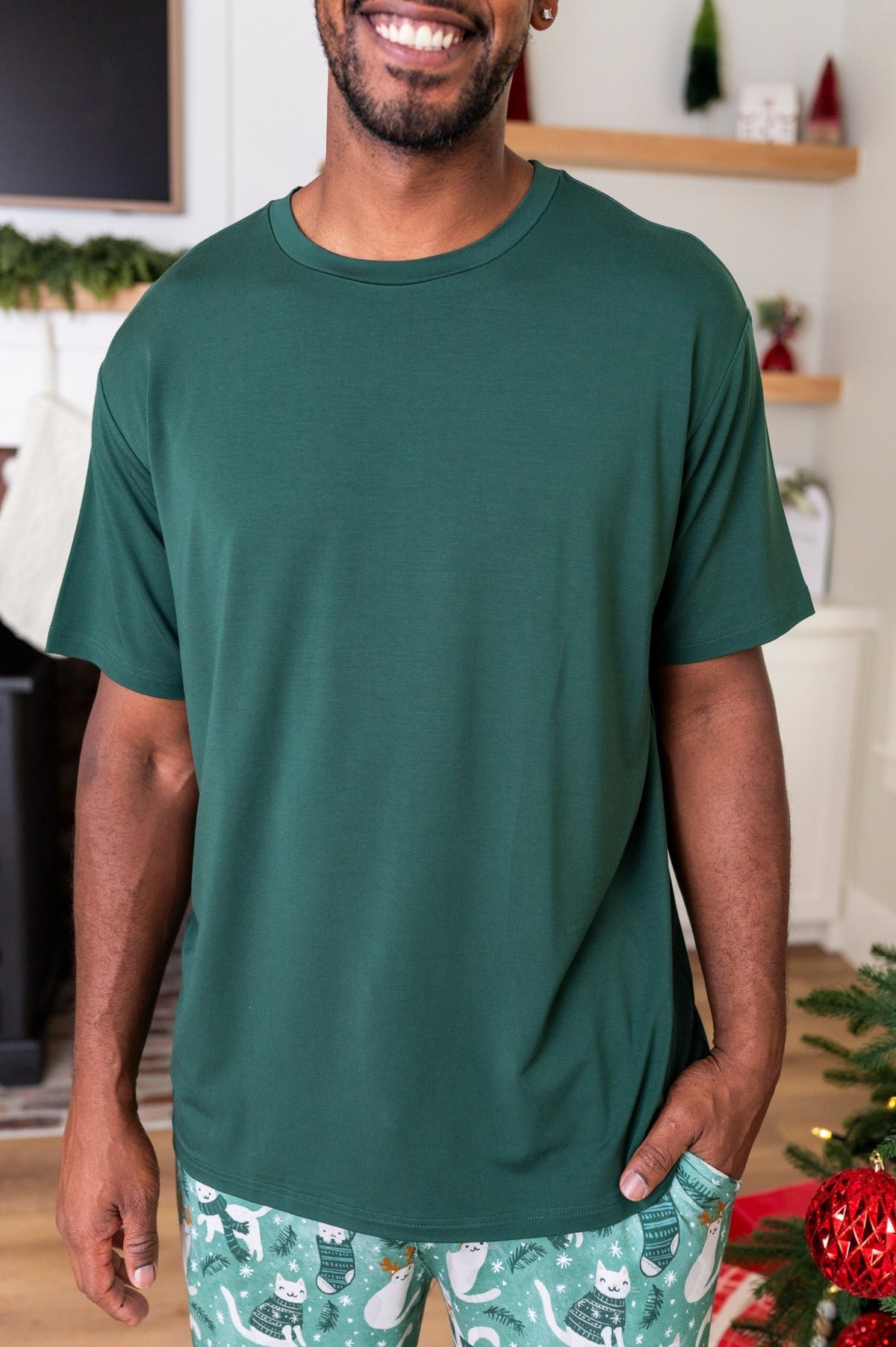 Men's Solid Tee- Meowy & Bright - The Sleepy Sloth
