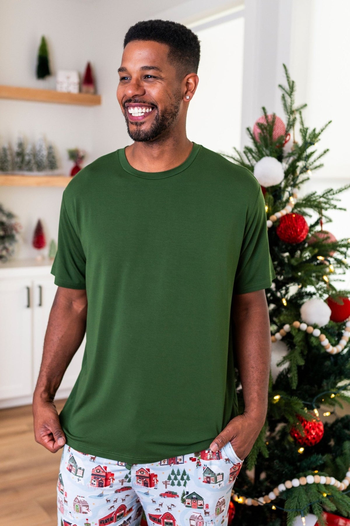 Men's Solid Tee- Santa's Village - The Sleepy Sloth