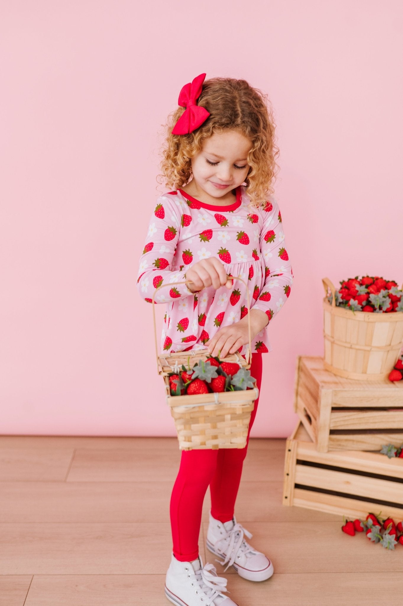 PEPLUM TOP WITH LEGGINGS - STRAWBERRY FIELDS - The Sleepy Sloth